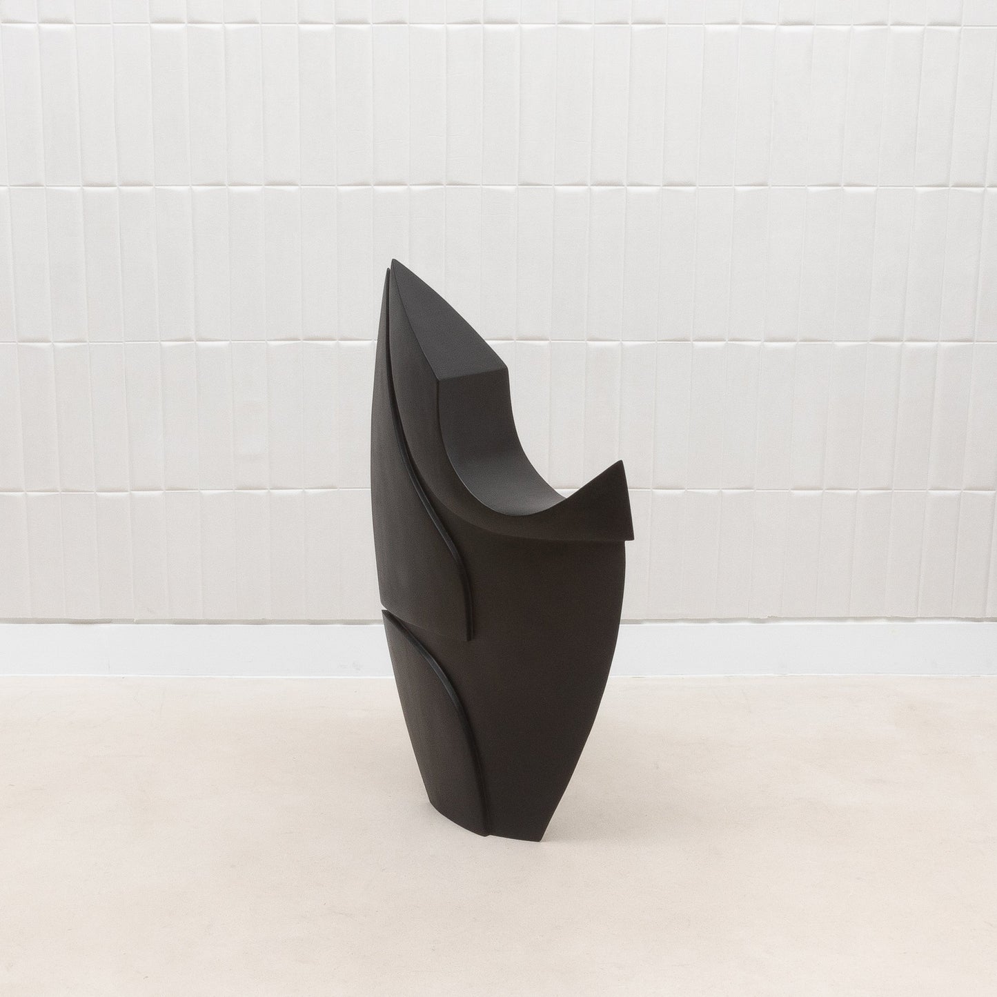 Modern Abstract Sculpture in Black Oak by Patrick Coard Paris
