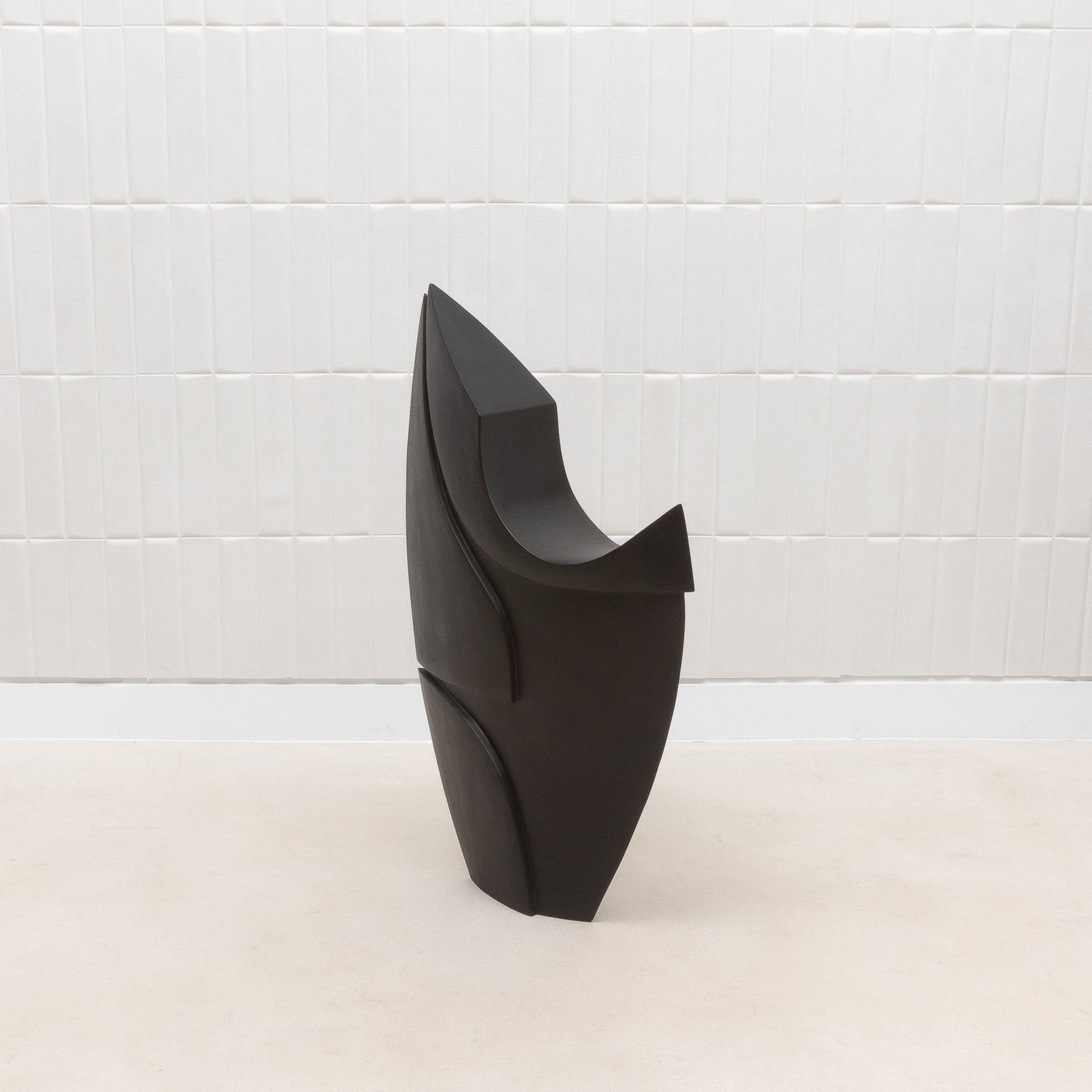 Modern Abstract Sculpture in Black Oak by Patrick Coard Paris
