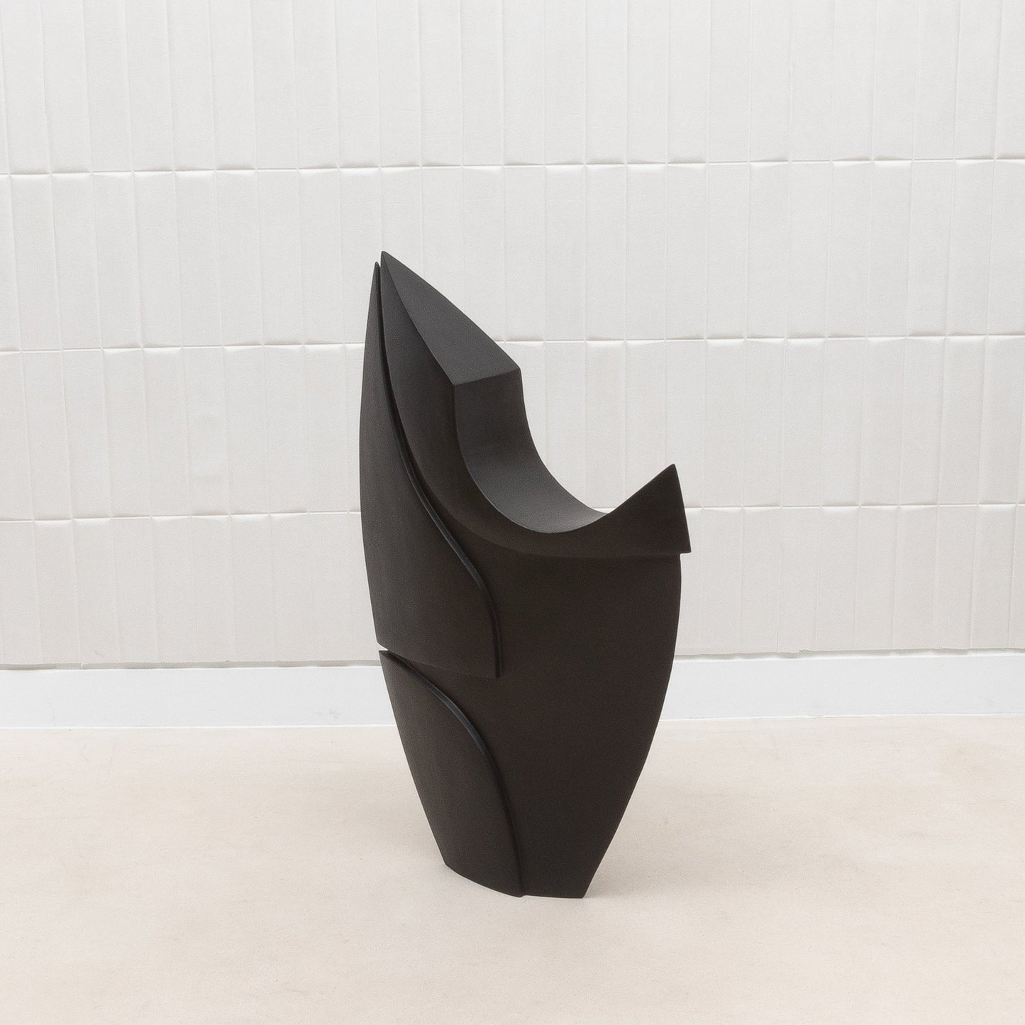 Modern Abstract Sculpture in Black Oak by Patrick Coard Paris