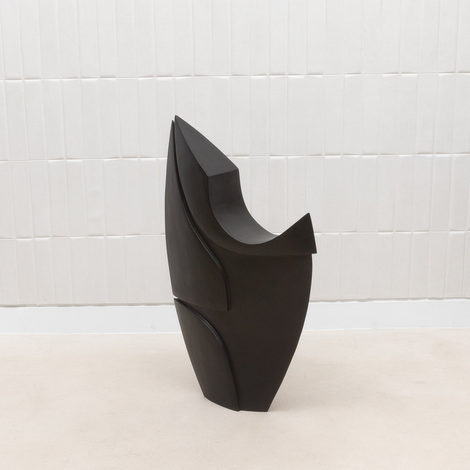 Modern Abstract Sculpture in Black Oak by Patrick Coard Paris
