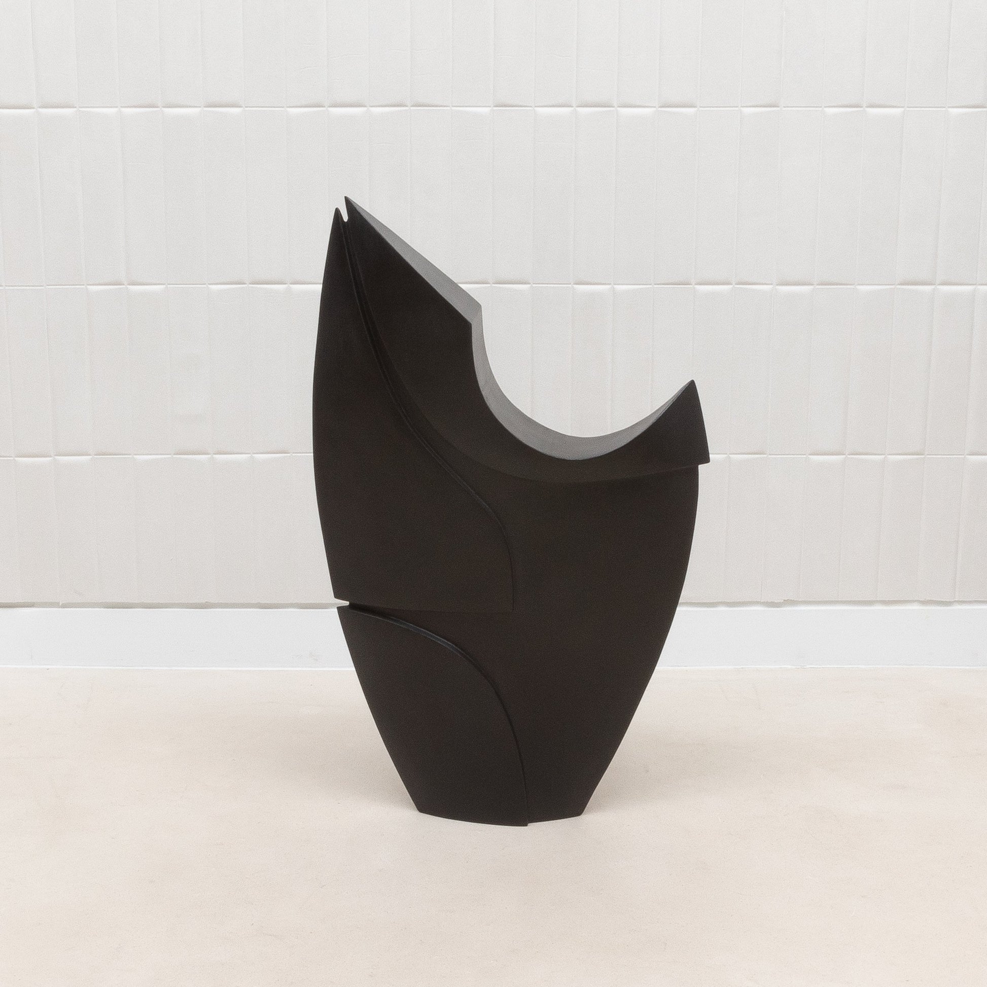 Modern Abstract Sculpture in Black Oak by Patrick Coard Paris