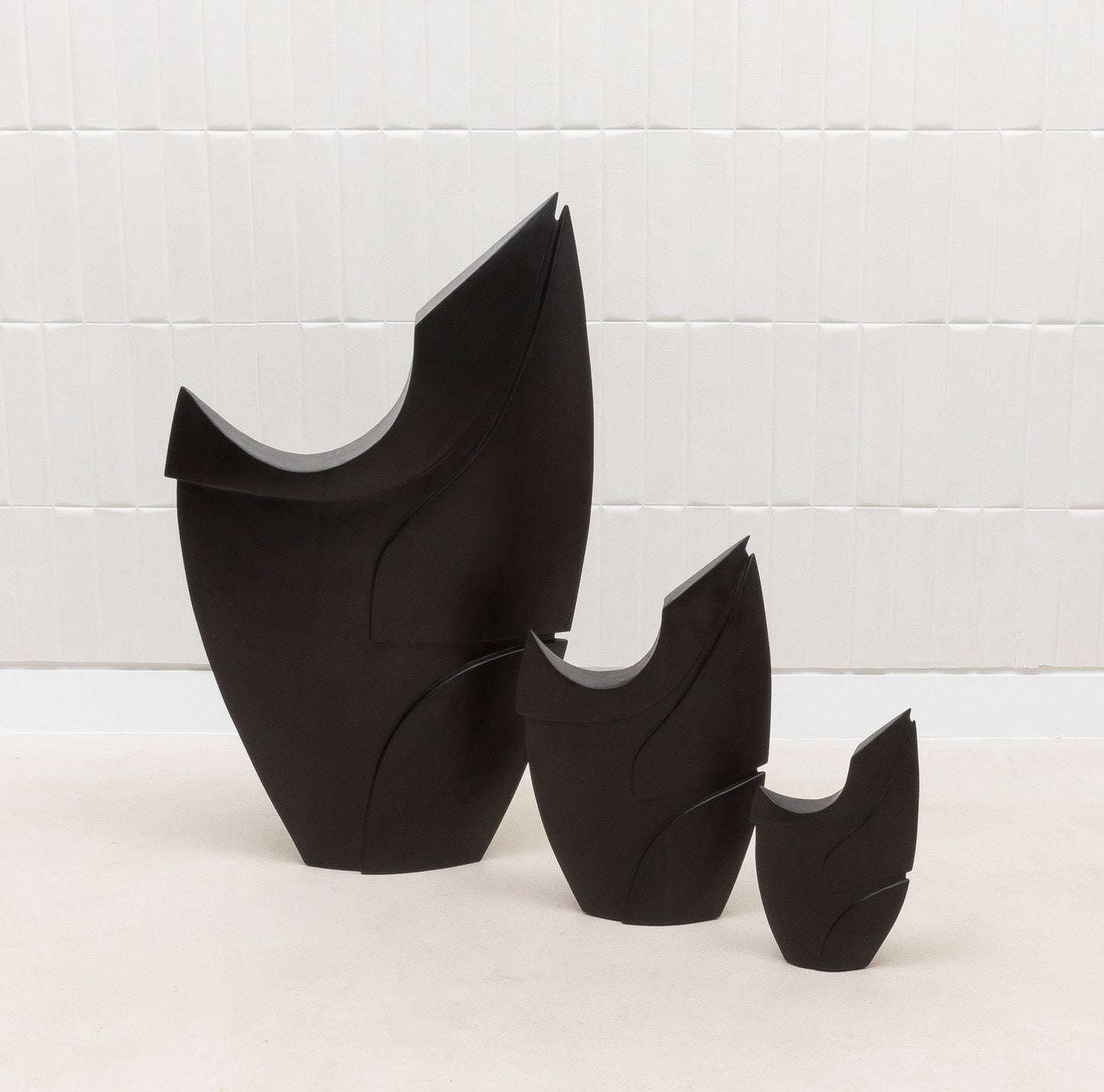 Modern Abstract Sculpture in Black Oak by Patrick Coard Paris