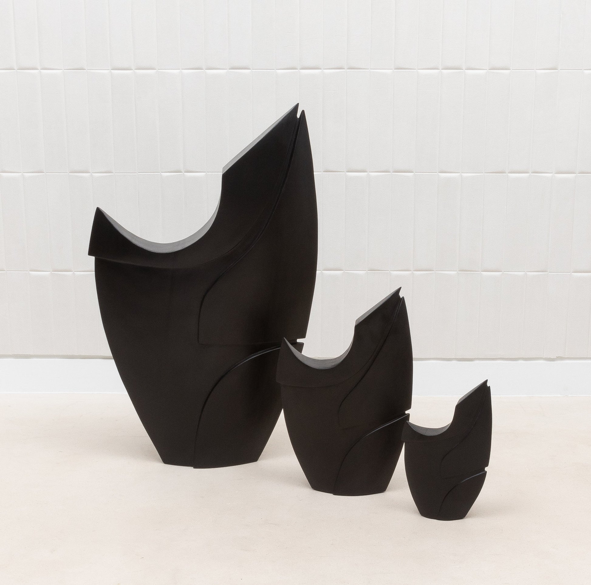 Modern Abstract Sculpture in Black Oak by Patrick Coard Paris