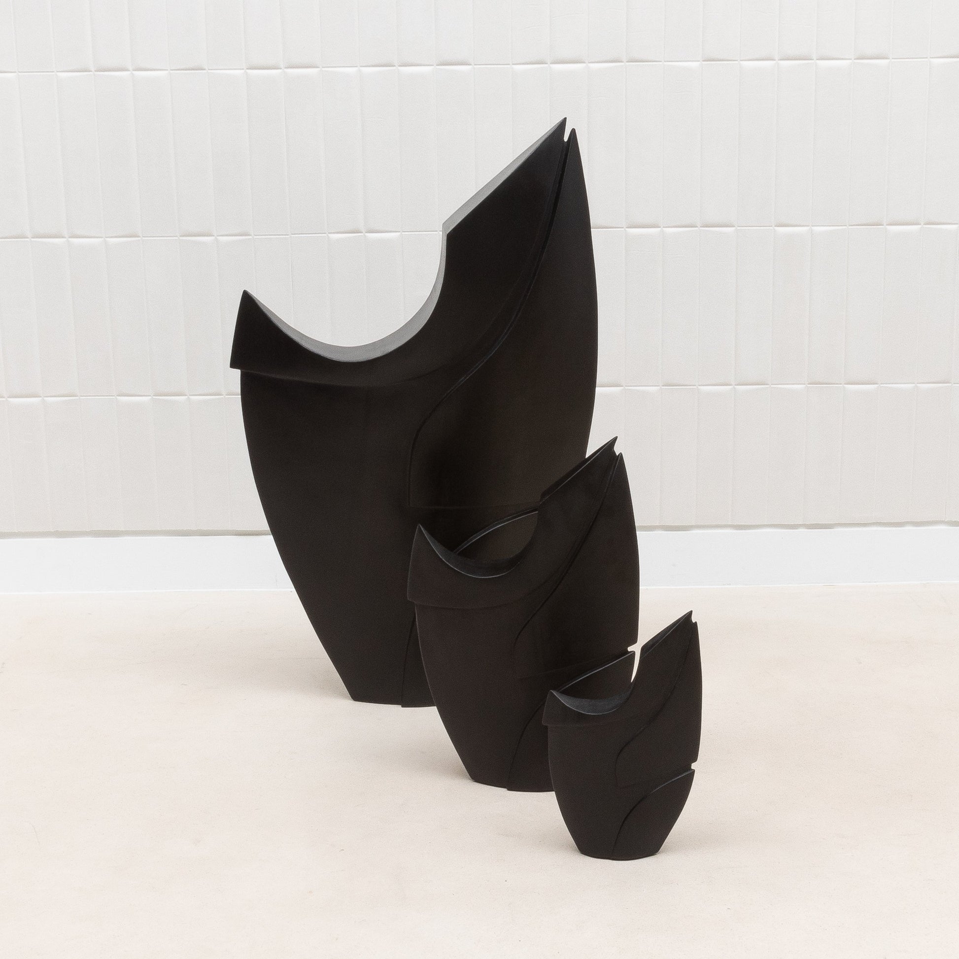 Modern Abstract Sculpture in Black Oak by Patrick Coard Paris