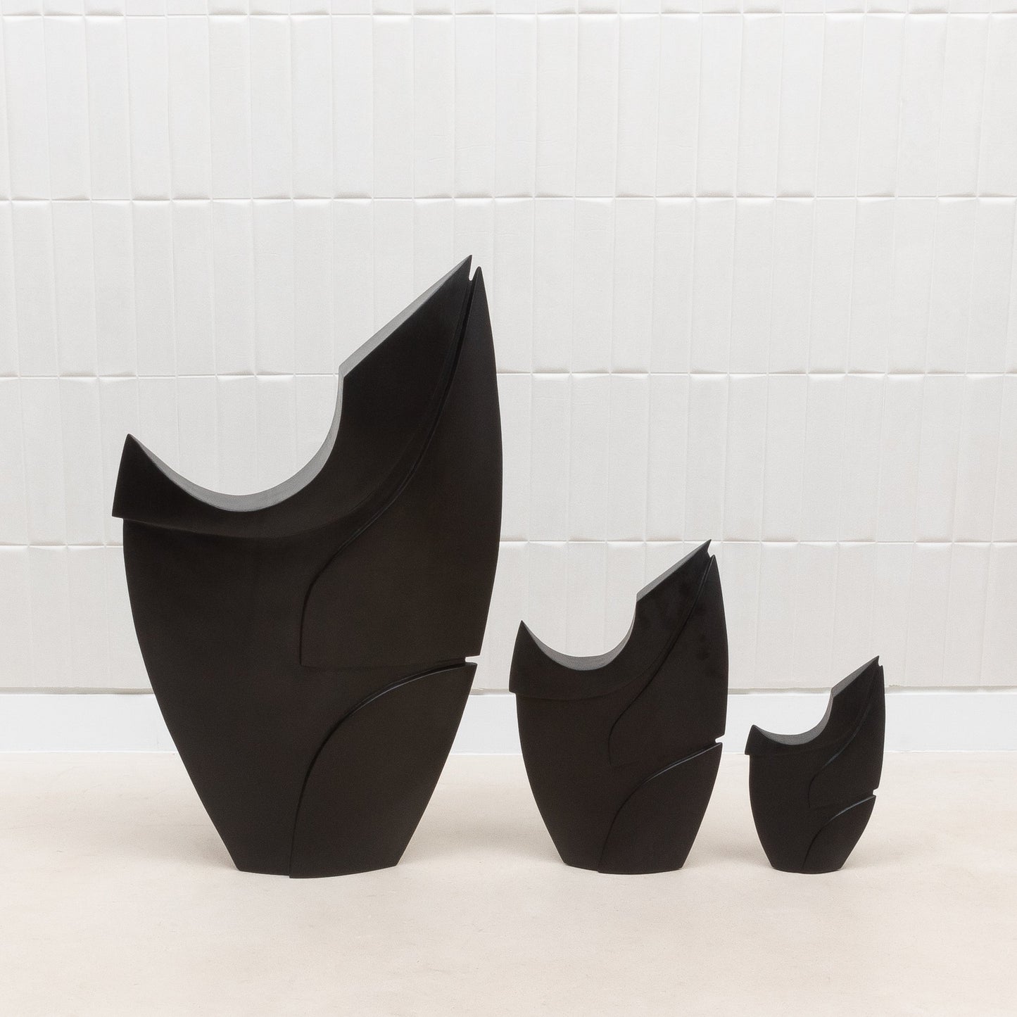 Modern Abstract Sculpture in Black Oak by Patrick Coard Paris