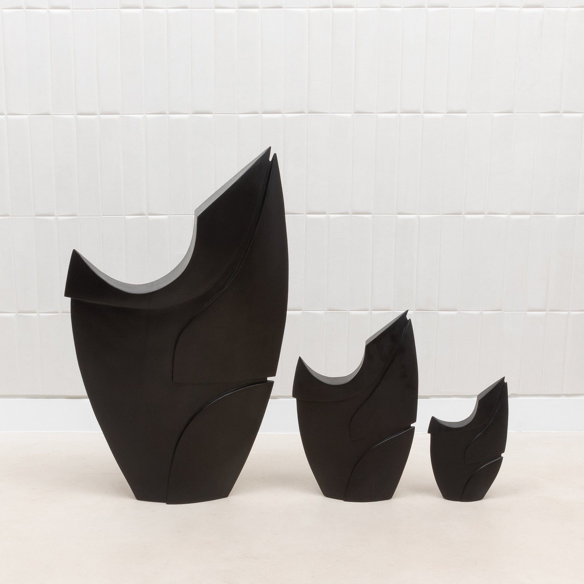 Modern Abstract Sculpture in Black Oak by Patrick Coard Paris