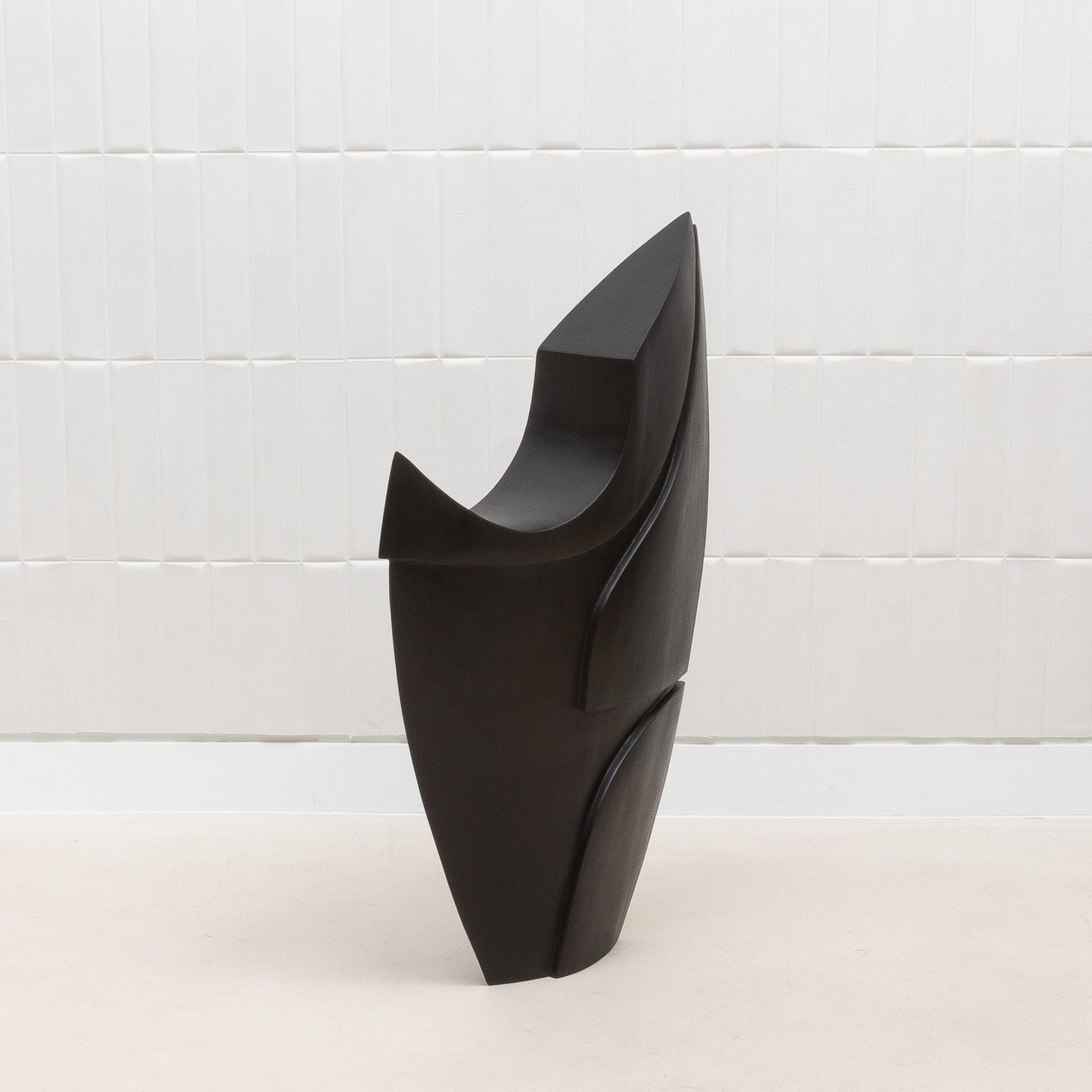Modern Abstract Sculpture in Black Oak by Patrick Coard Paris