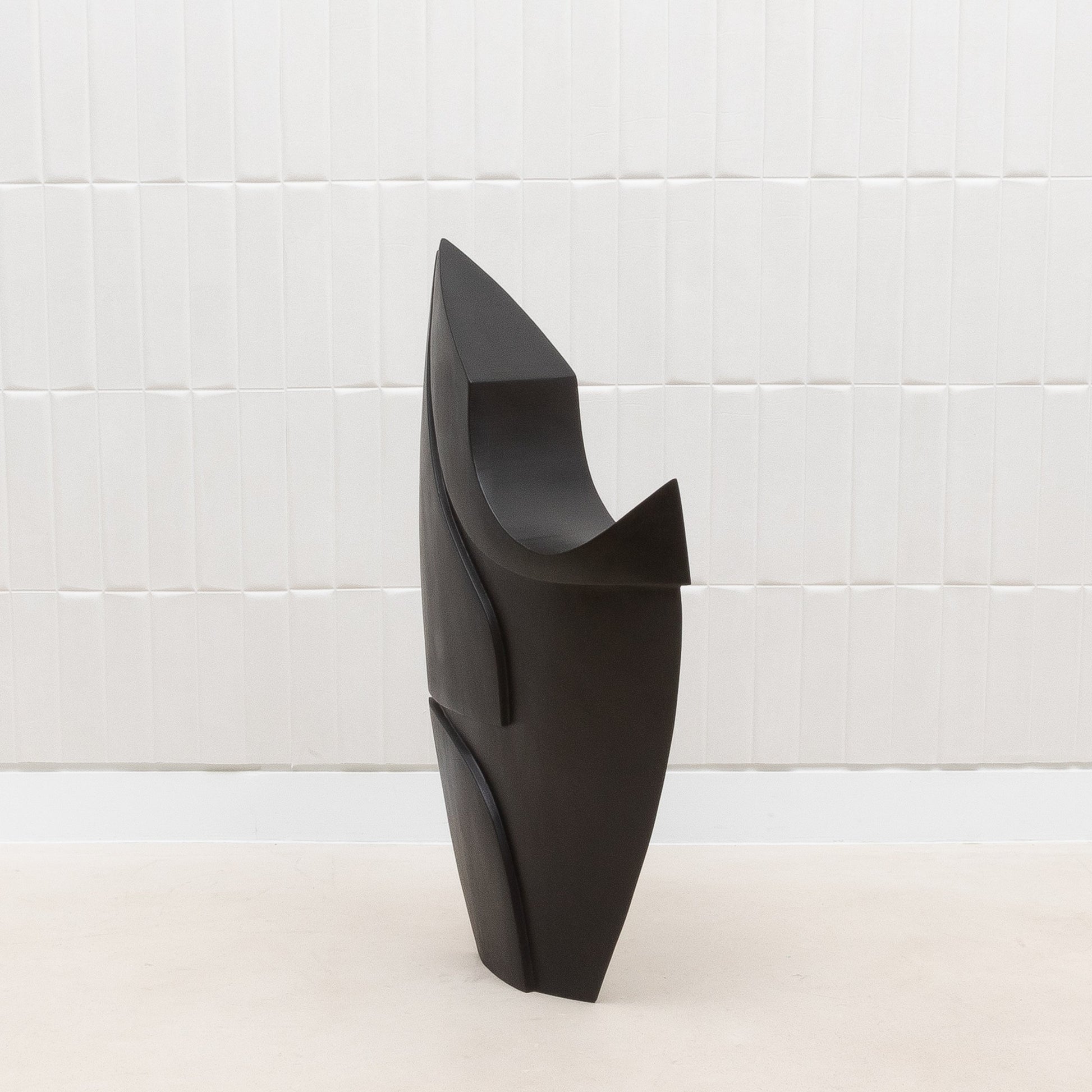 Modern Abstract Sculpture in Black Oak by Patrick Coard Paris