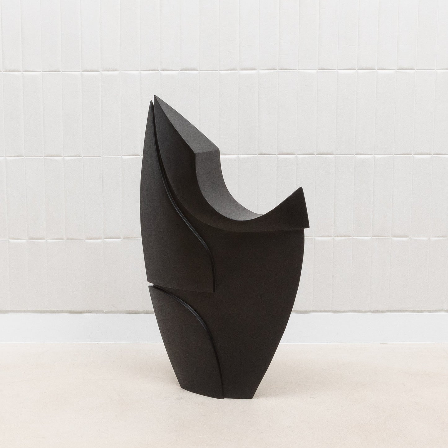 Modern Abstract Sculpture in Black Oak by Patrick Coard Paris