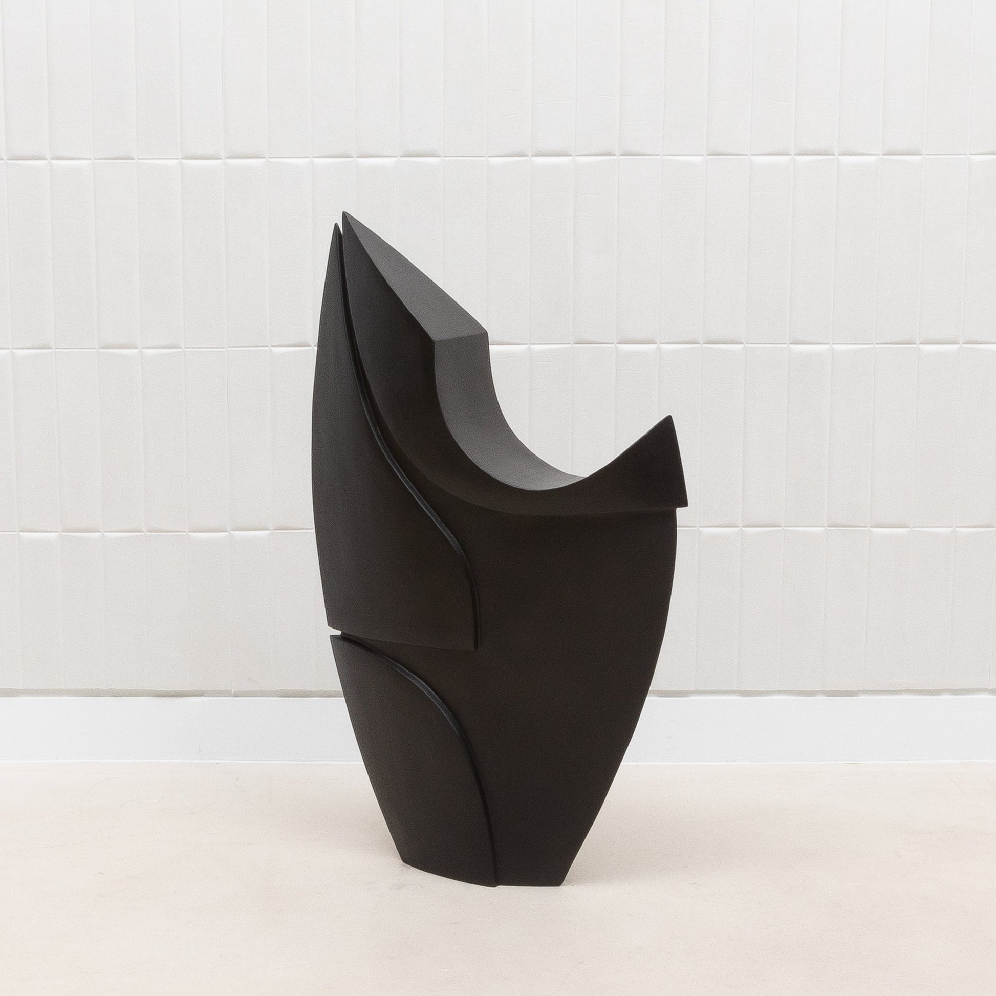 Modern Abstract Sculpture in Black Oak by Patrick Coard Paris
