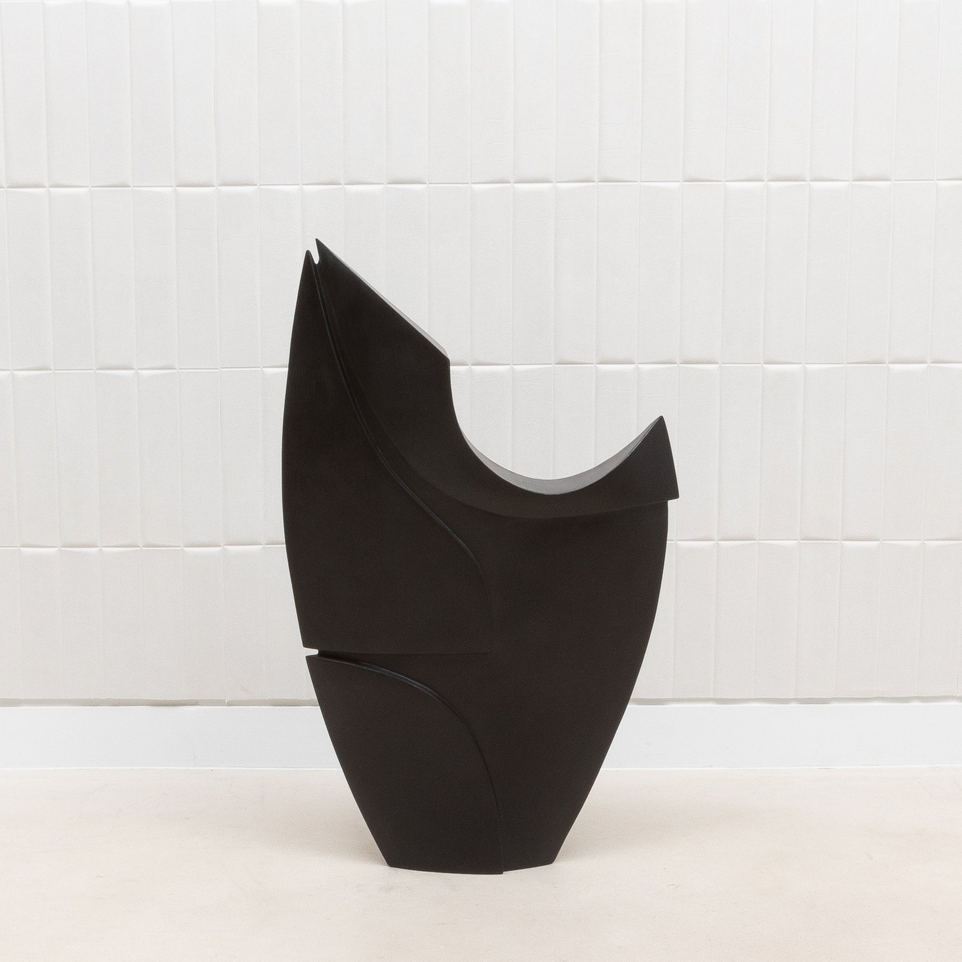 Modern Abstract Sculpture in Black Oak by Patrick Coard Paris