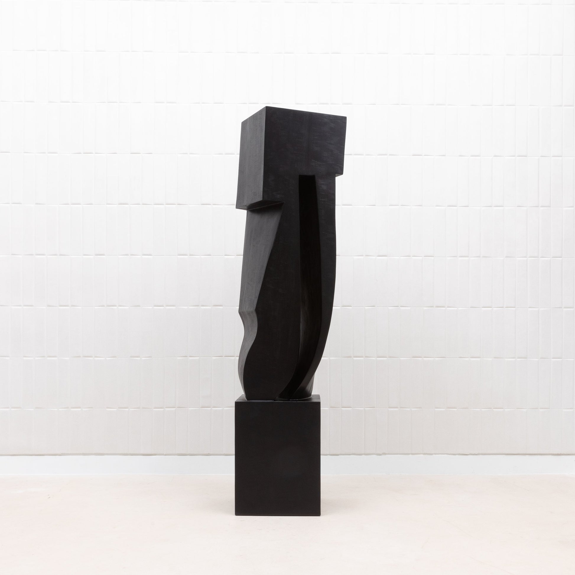 Modern Abstract Sculpture in Black Oak by Patrick Coard Paris