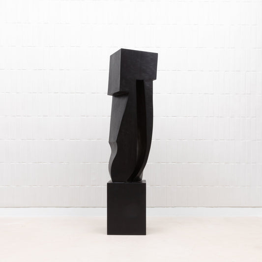 Modern Abstract Sculpture in Black Oak by Patrick Coard Paris