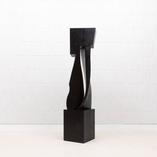 Modern Abstract Sculpture in Black Oak by Patrick Coard Paris