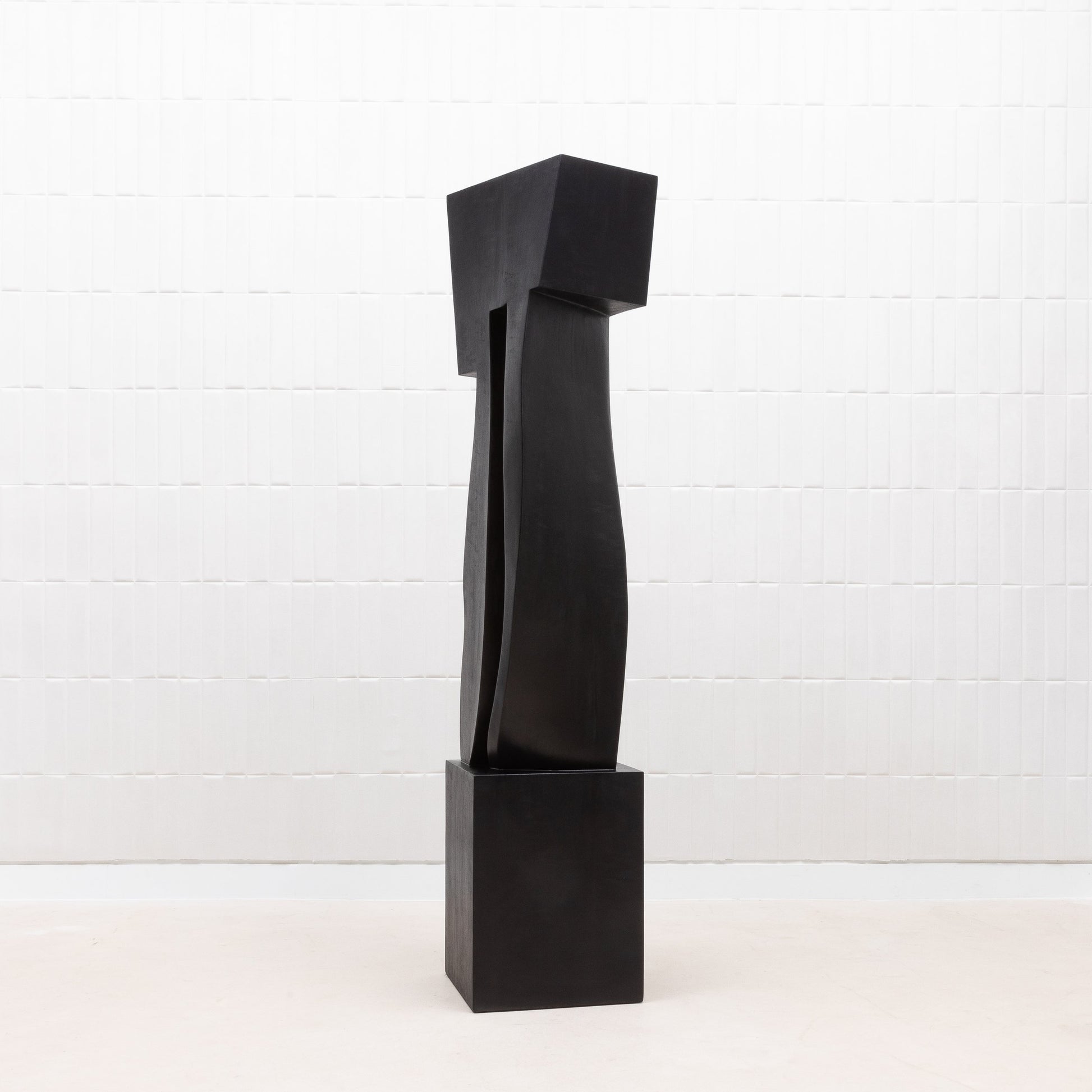 Modern Abstract Sculpture in Black Oak by Patrick Coard Paris