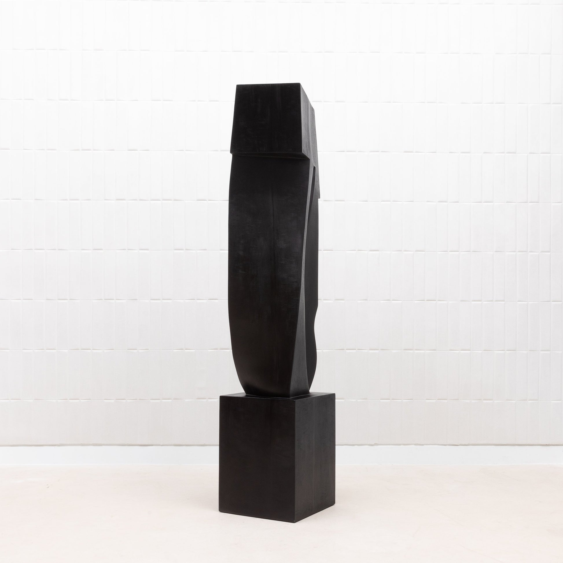 Modern Abstract Sculpture in Black Oak by Patrick Coard Paris