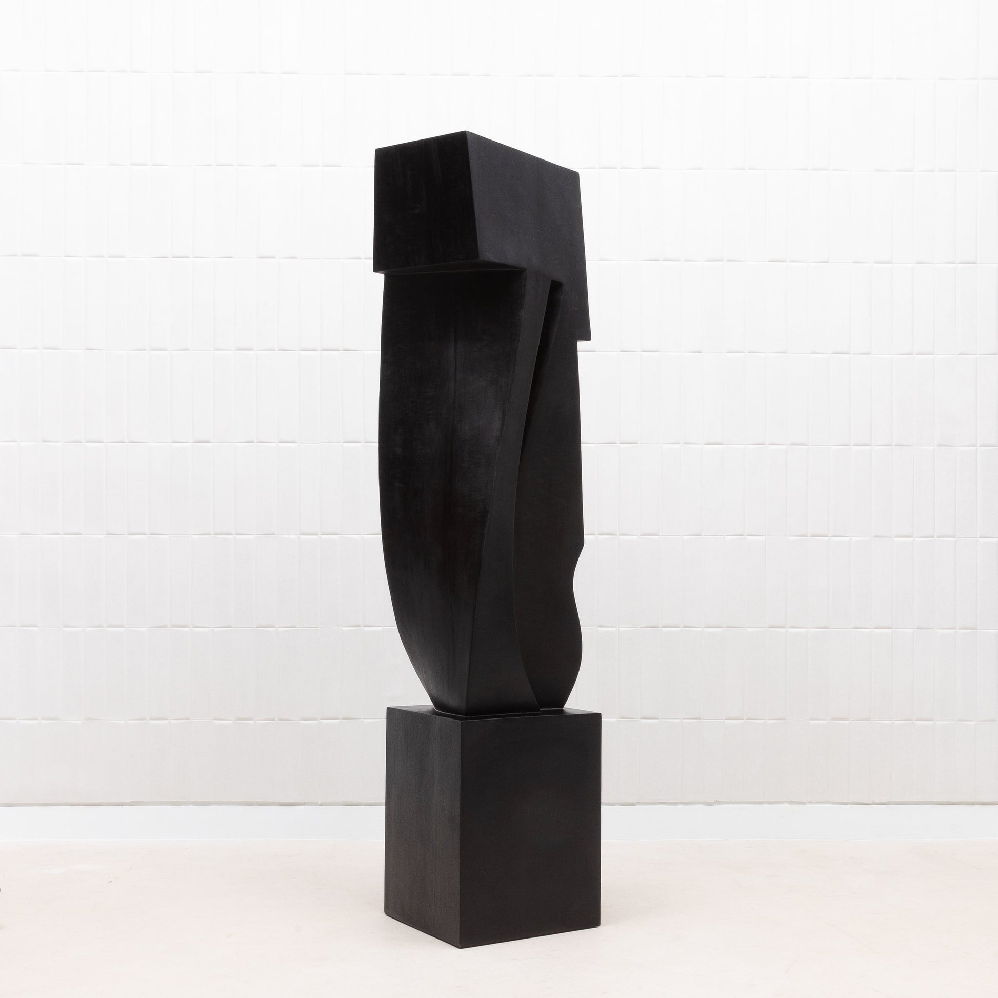 Modern Abstract Sculpture in Black Oak by Patrick Coard Paris