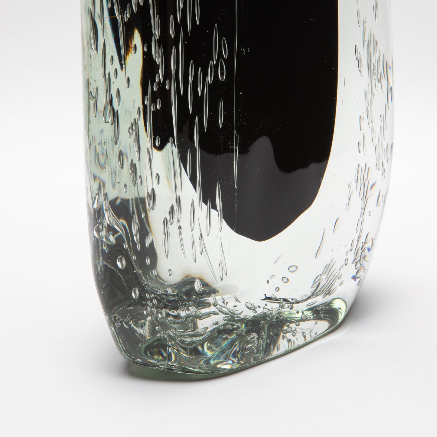 Murano Vase with Bubbles in Clear and Onyx Black