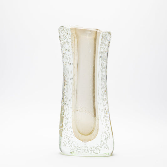 Murano Vase with Bubbles in Clear with 24-Karat Gold Flecks