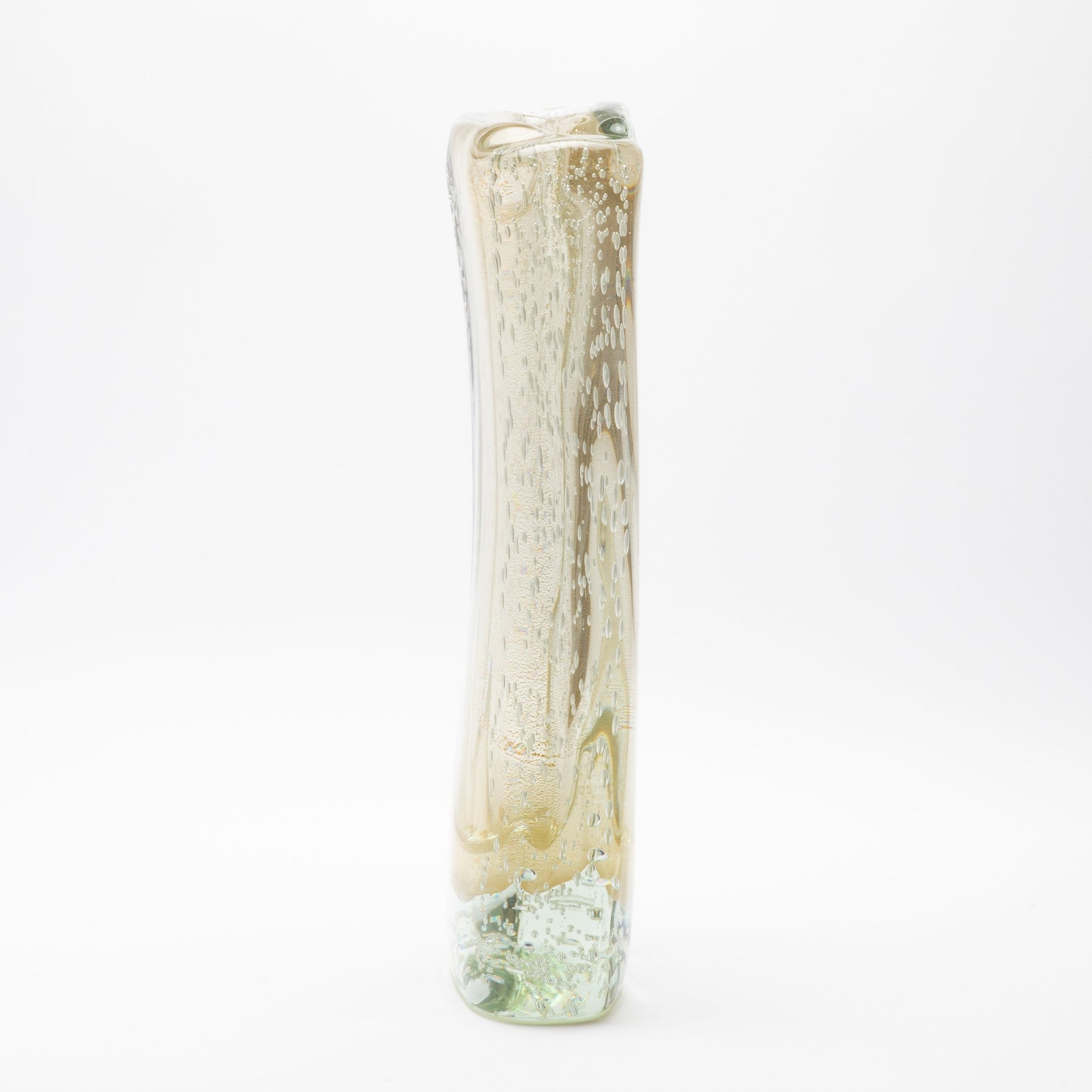 Murano Vase with Bubbles in Clear with 24-Karat Gold Flecks