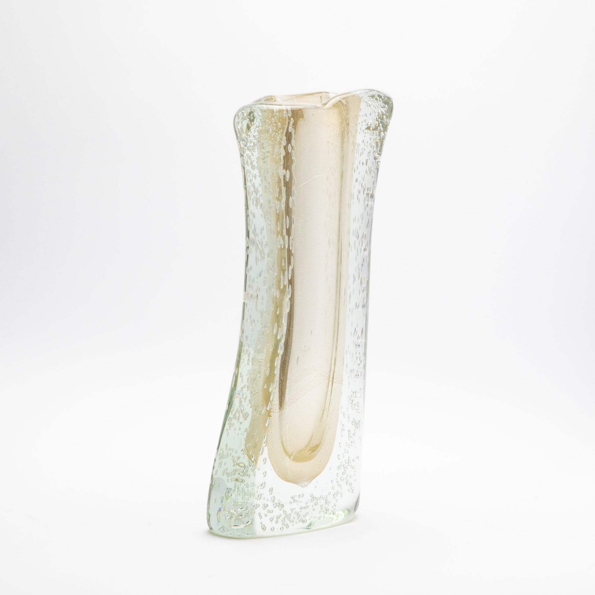 Murano Vase with Bubbles in Clear with 24-Karat Gold Flecks