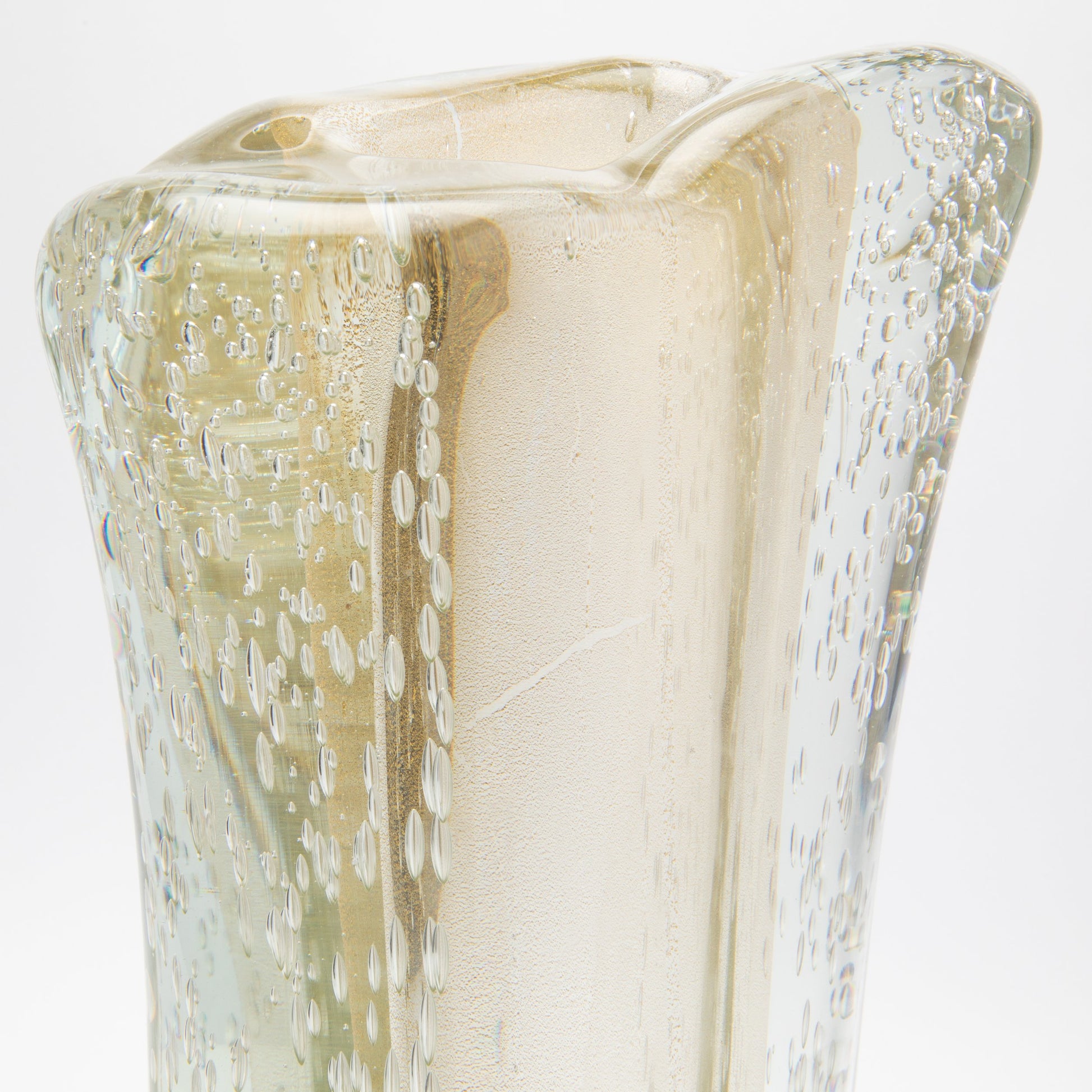 Murano Vase with Bubbles in Clear with 24-Karat Gold Flecks