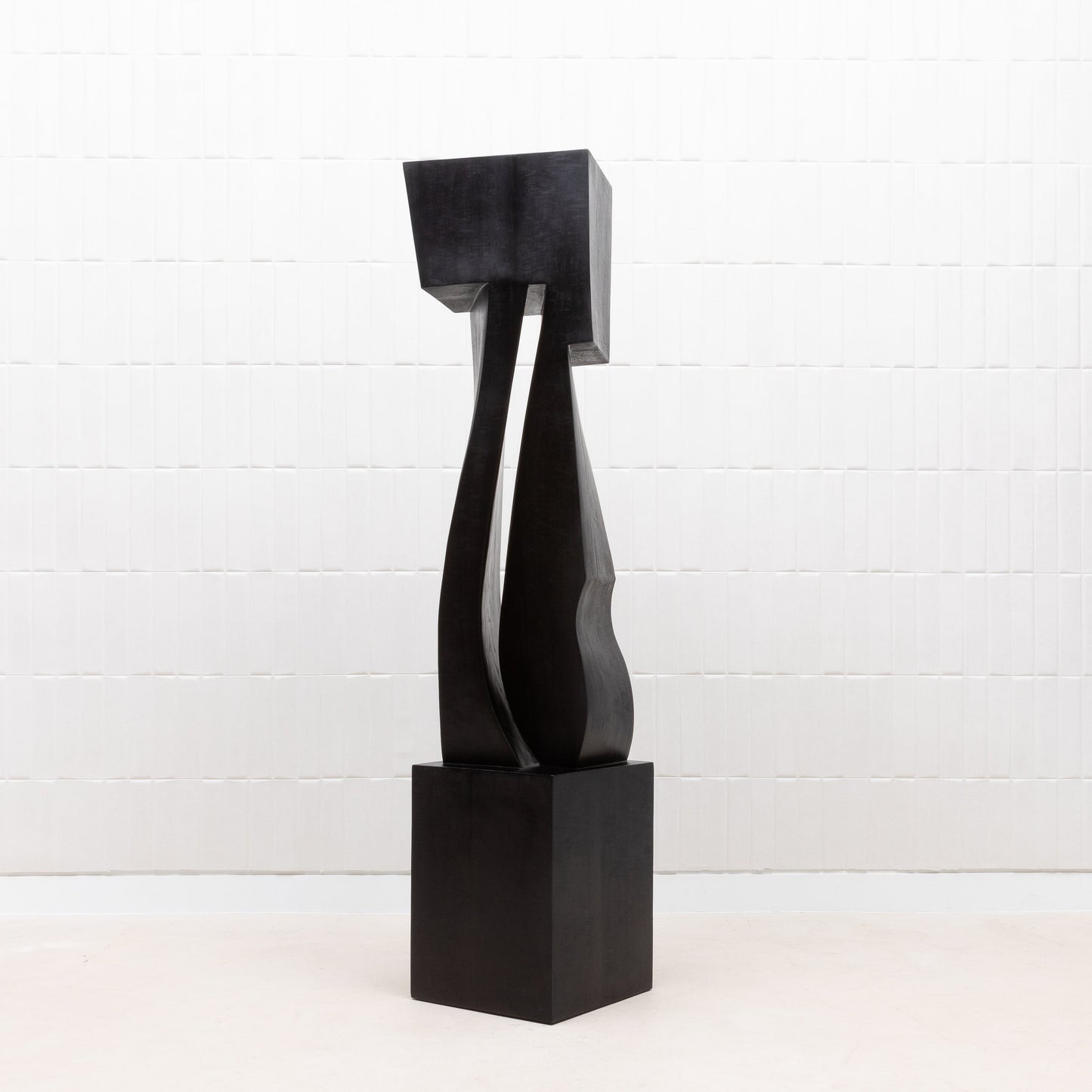 Modern Abstract Sculpture in Black Oak by Patrick Coard Paris