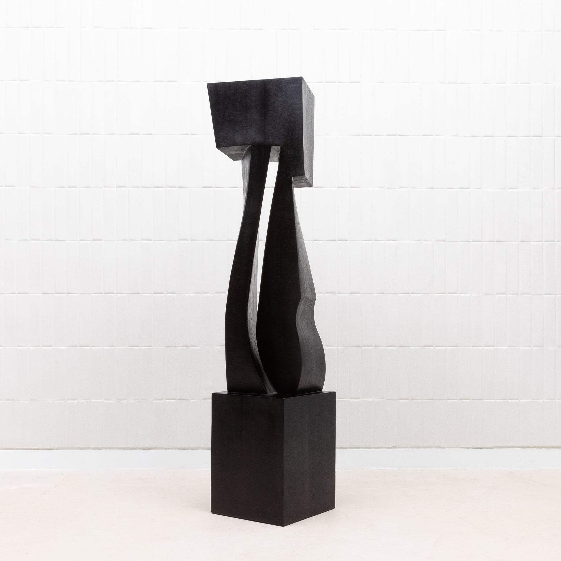 Modern Abstract Sculpture in Black Oak by Patrick Coard Paris