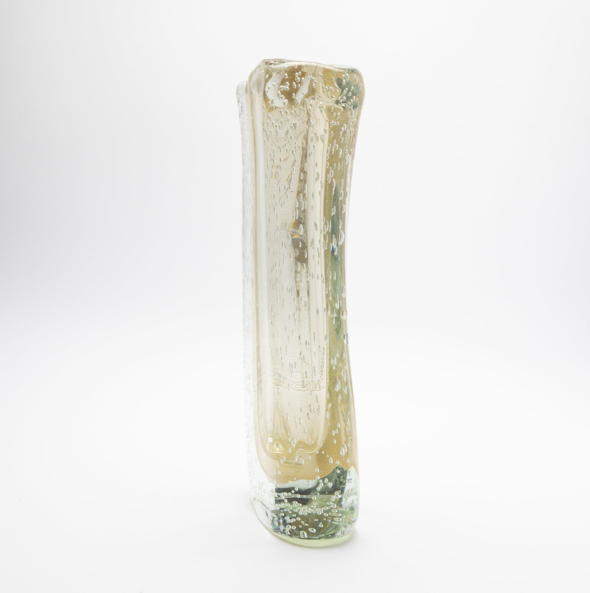 Murano Vase with Bubbles in Clear with 24-Karat Gold Flecks