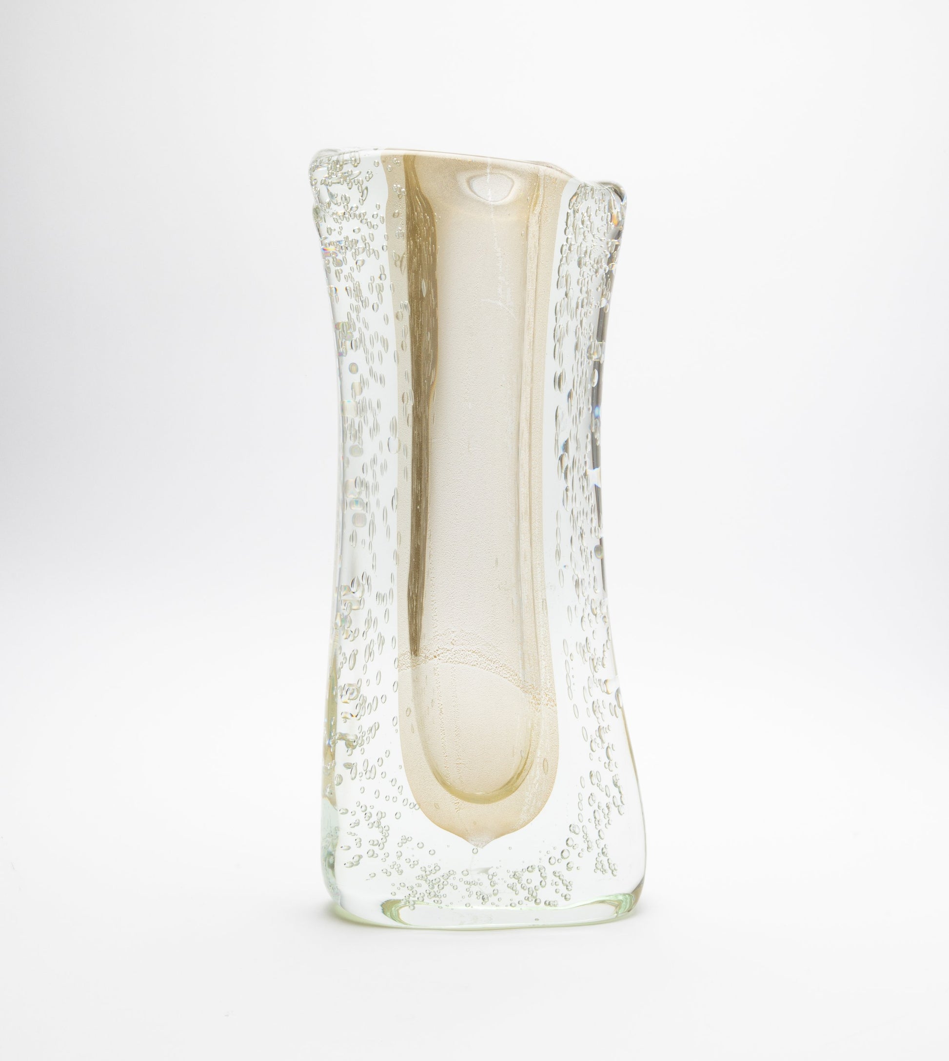 Murano Vase with Bubbles in Clear with 24-Karat Gold Flecks