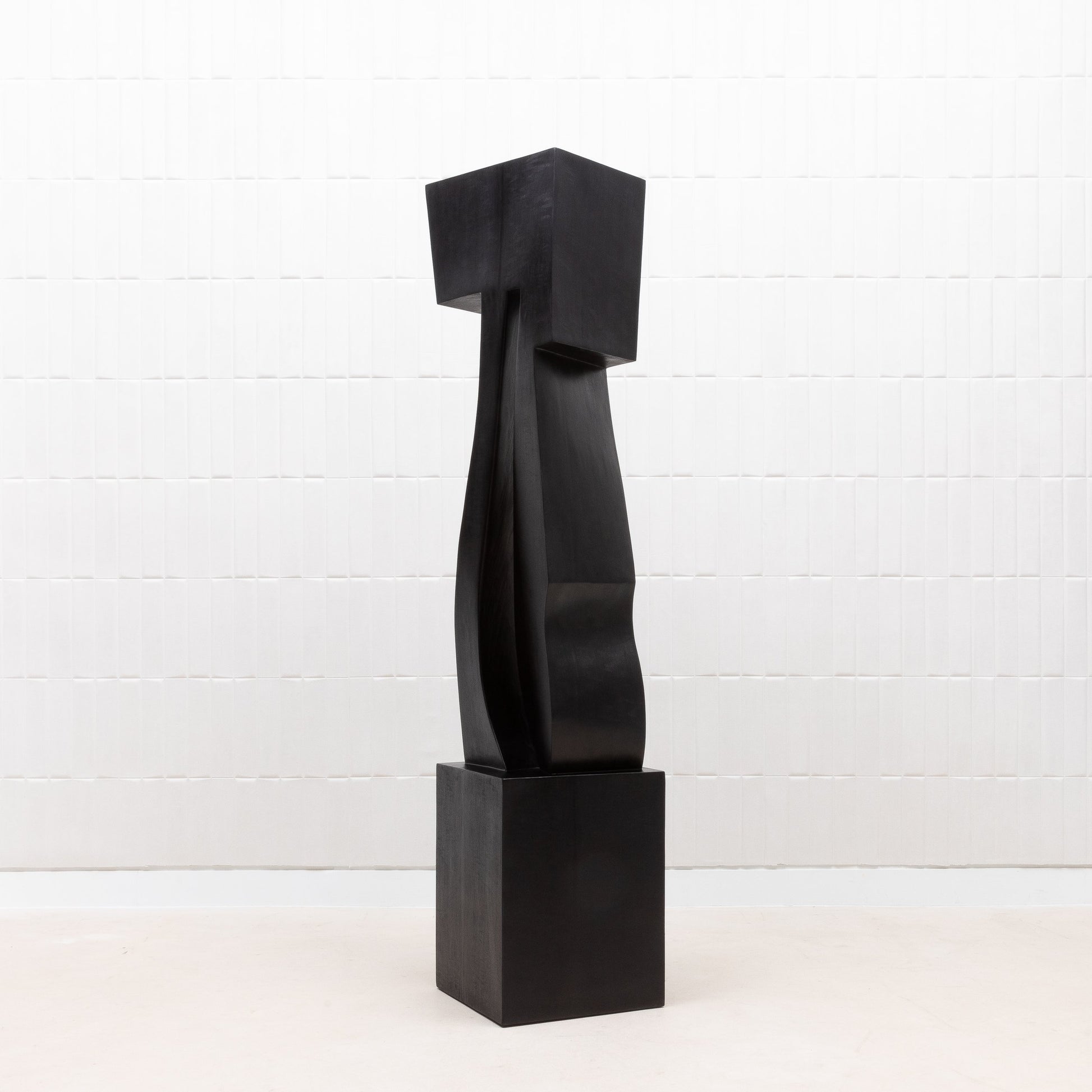 Modern Abstract Sculpture in Black Oak by Patrick Coard Paris