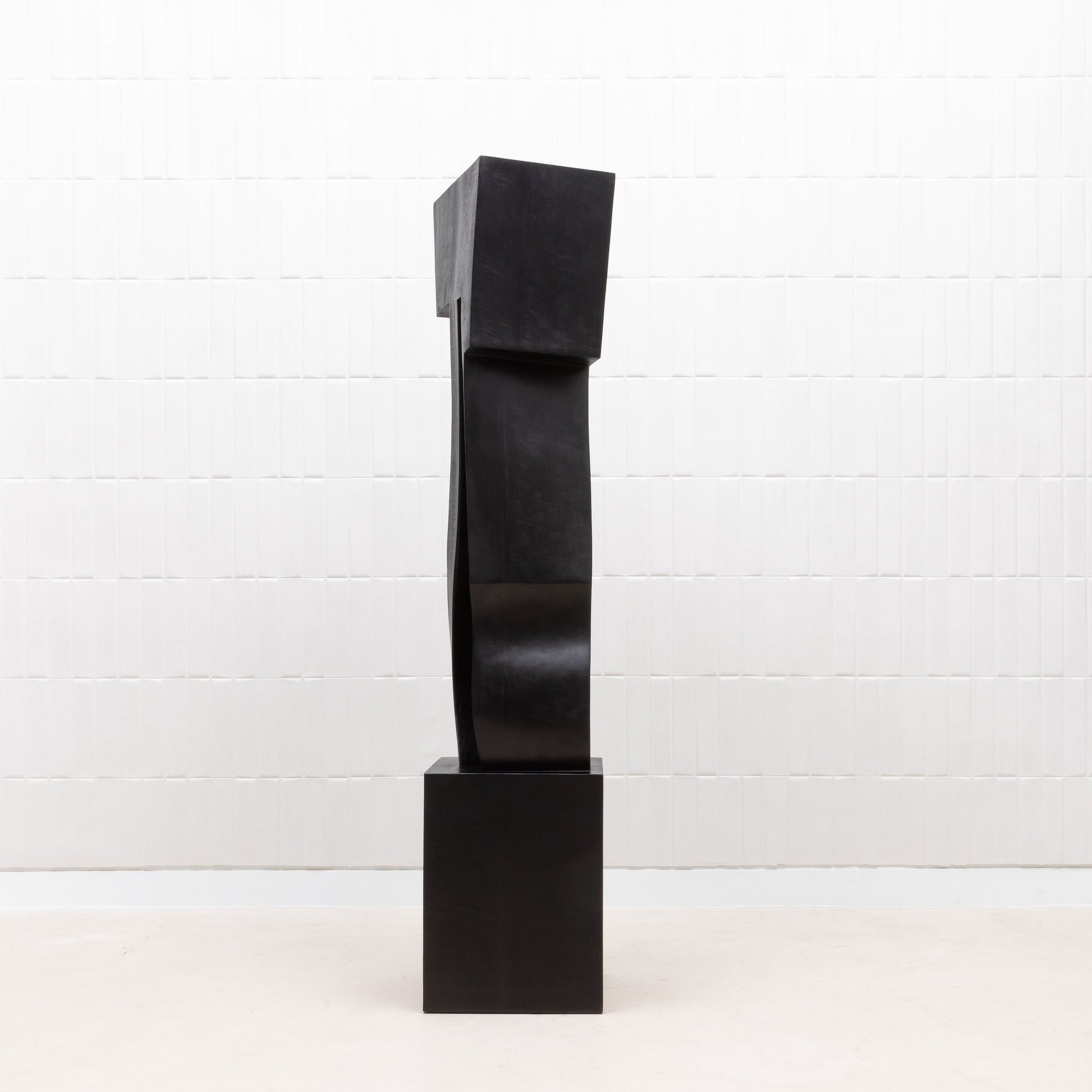 Modern Abstract Sculpture in Black Oak by Patrick Coard Paris
