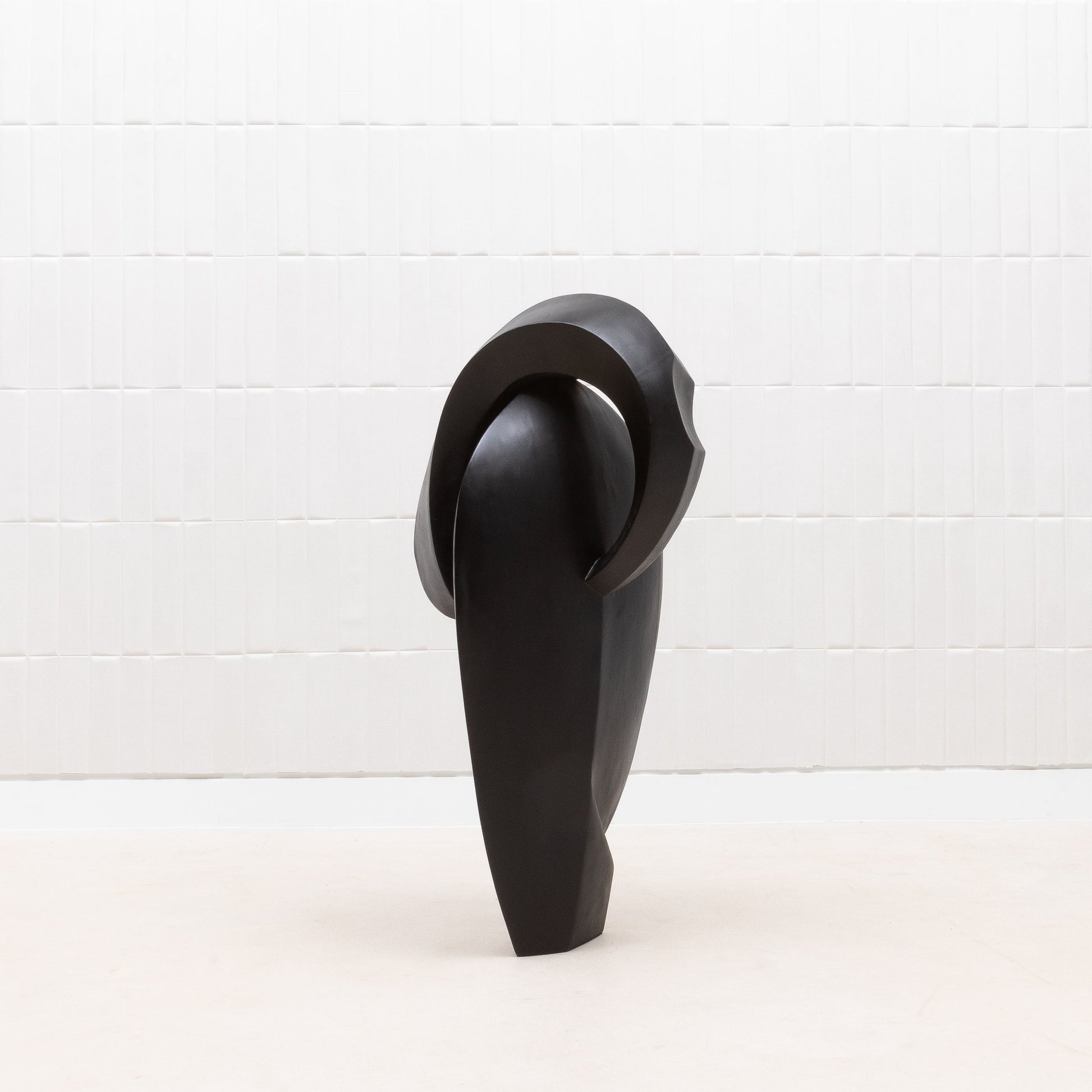 Modern Abstract Sculpture in Black Oak by Patrick Coard Paris