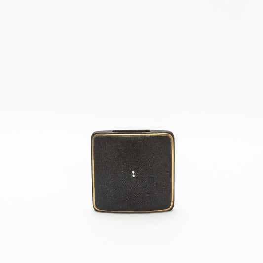 Vase in Black Shagreen with Brass by R&Y Augousti