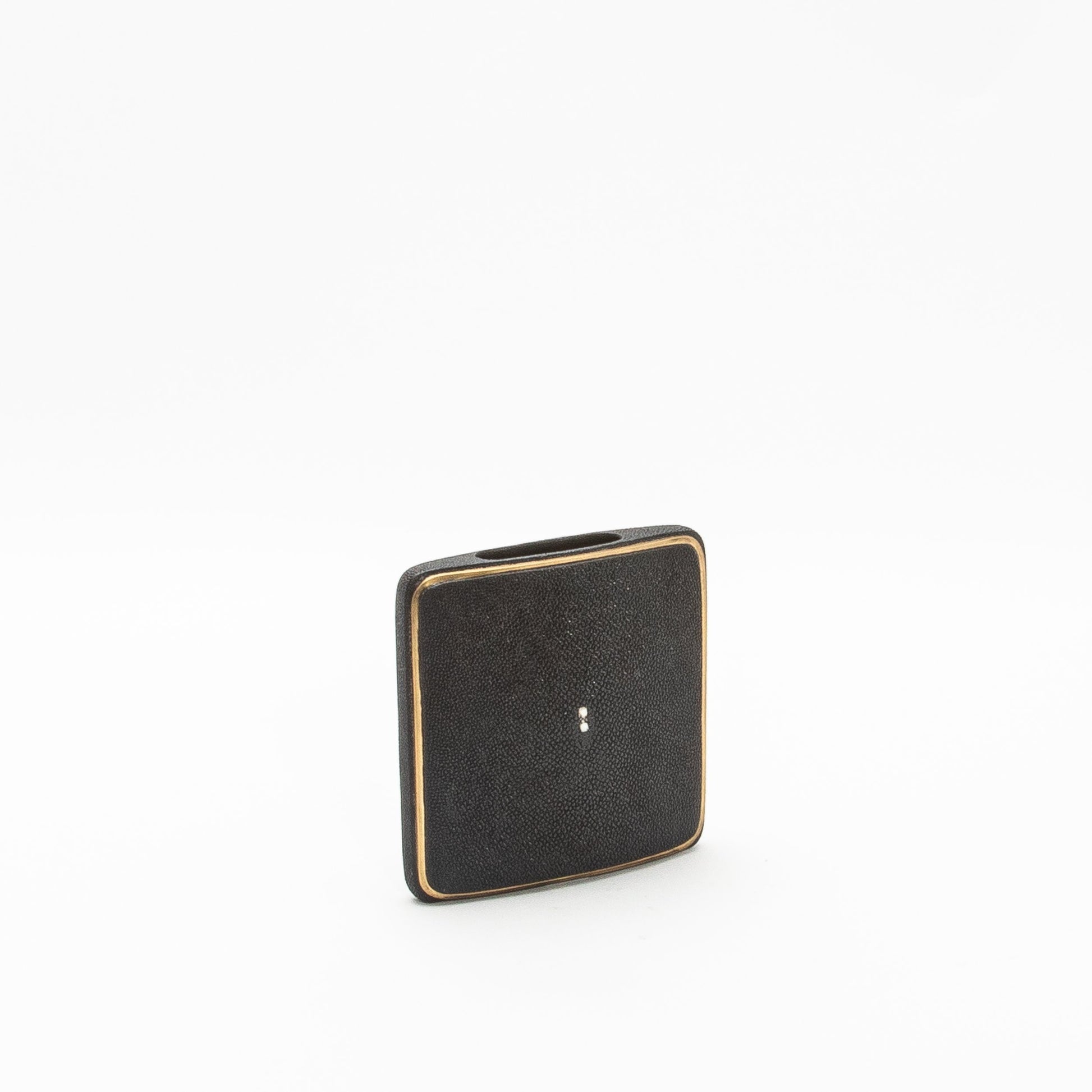 Vase in Black Shagreen with Brass by R&Y Augousti