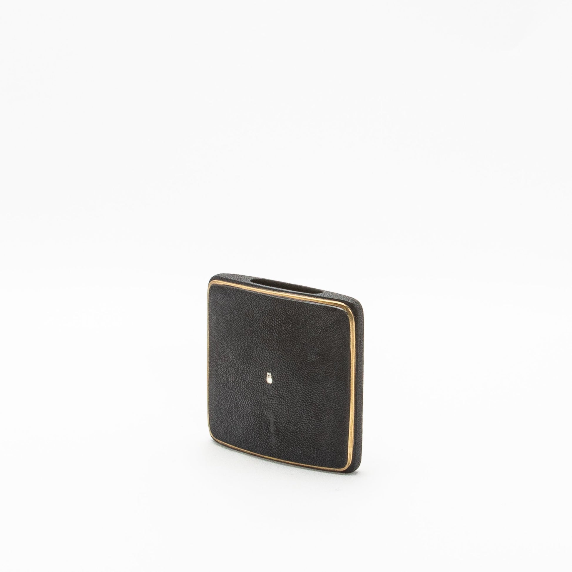 Vase in Black Shagreen with Brass by R&Y Augousti
