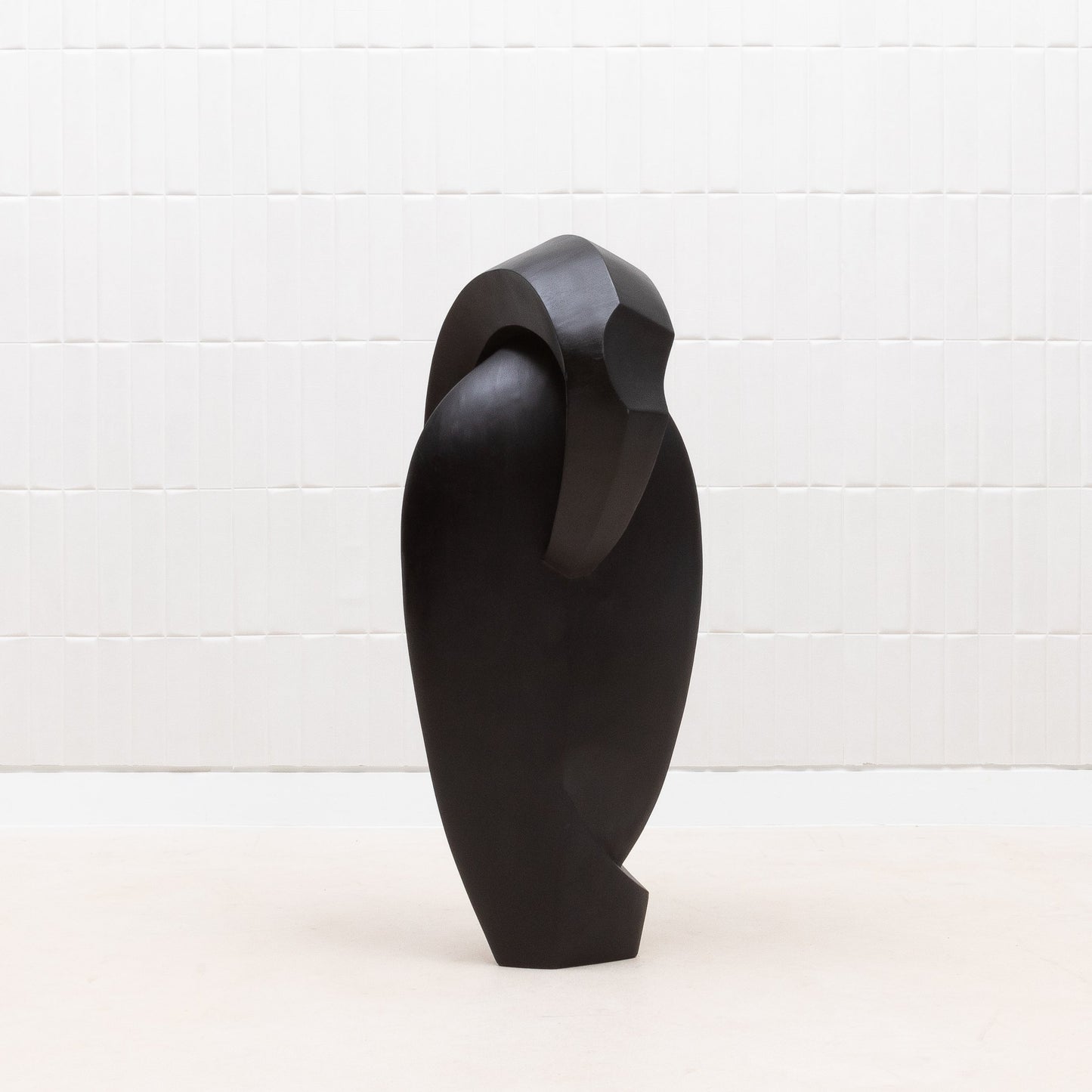 Modern Abstract Sculpture in Black Oak by Patrick Coard Paris