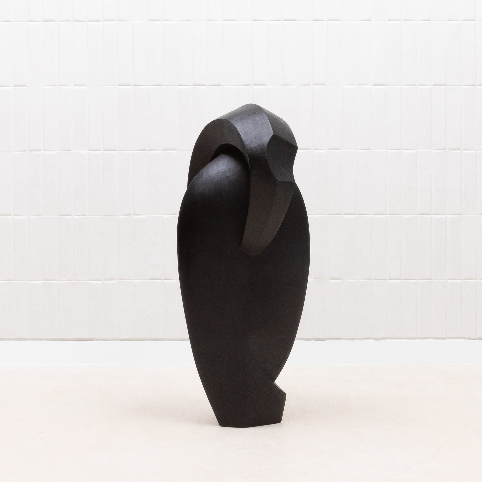 Modern Abstract Sculpture in Black Oak by Patrick Coard Paris