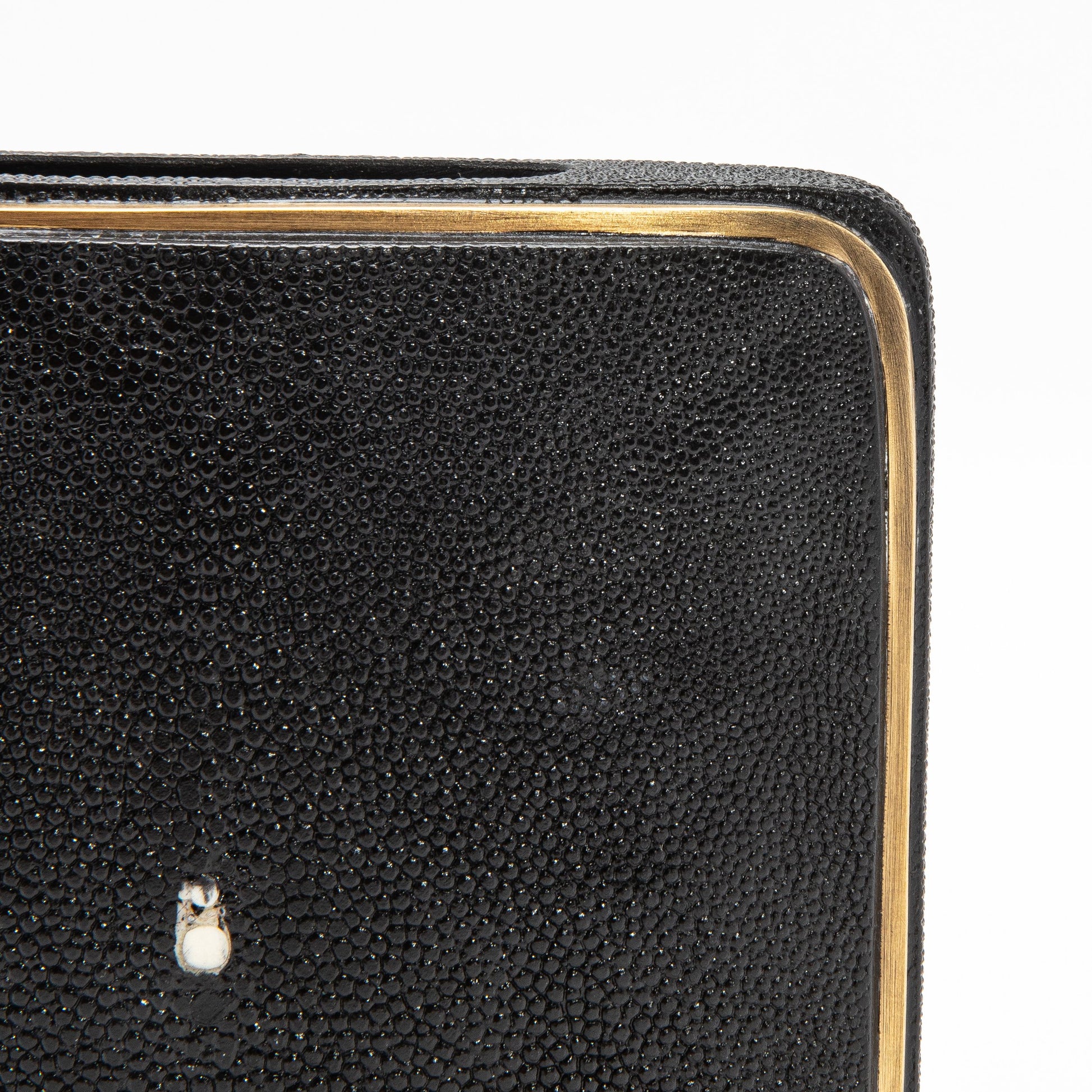 Vase in Black Shagreen with Brass by R&Y Augousti