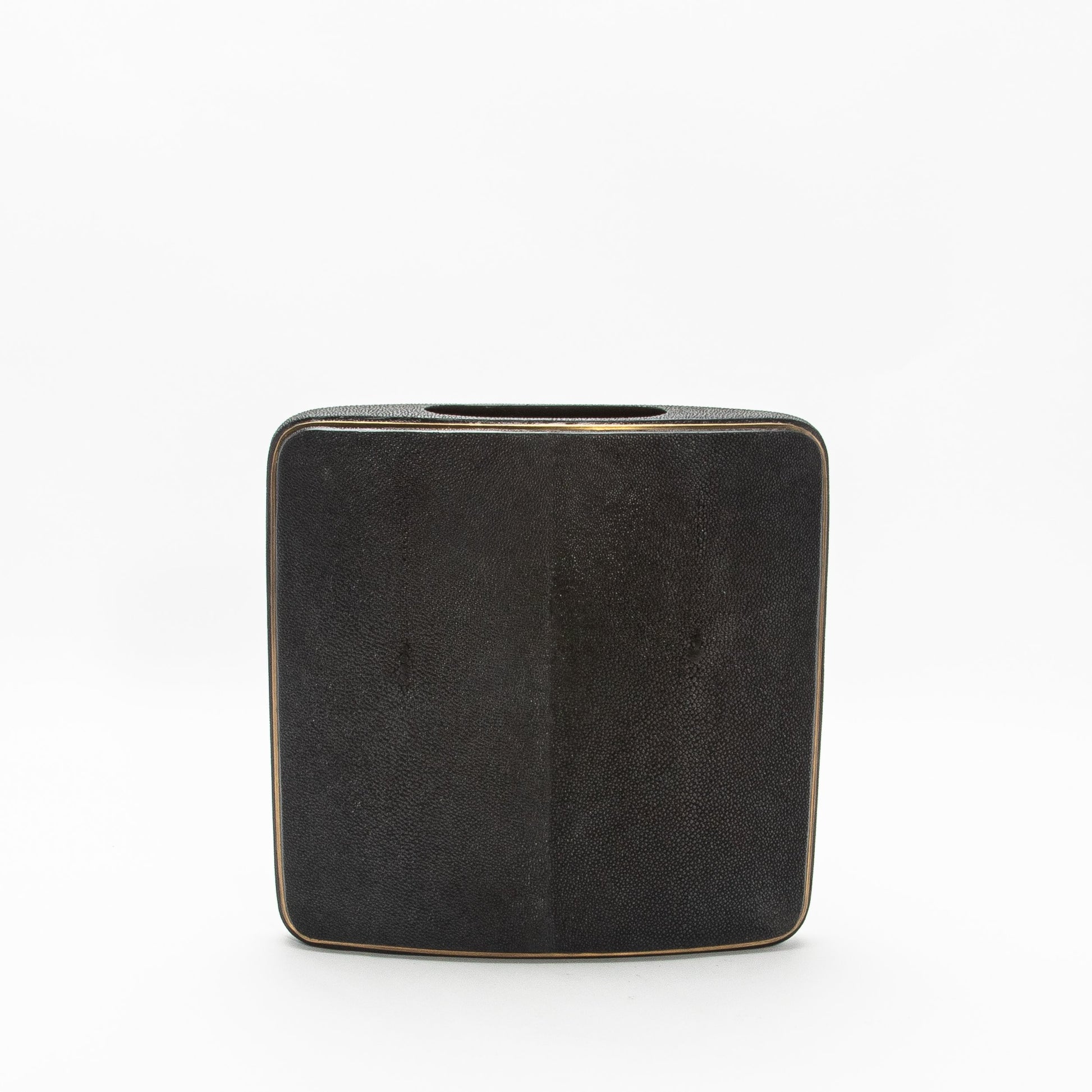 Vase in Black Shagreen with Brass by R&Y Augousti