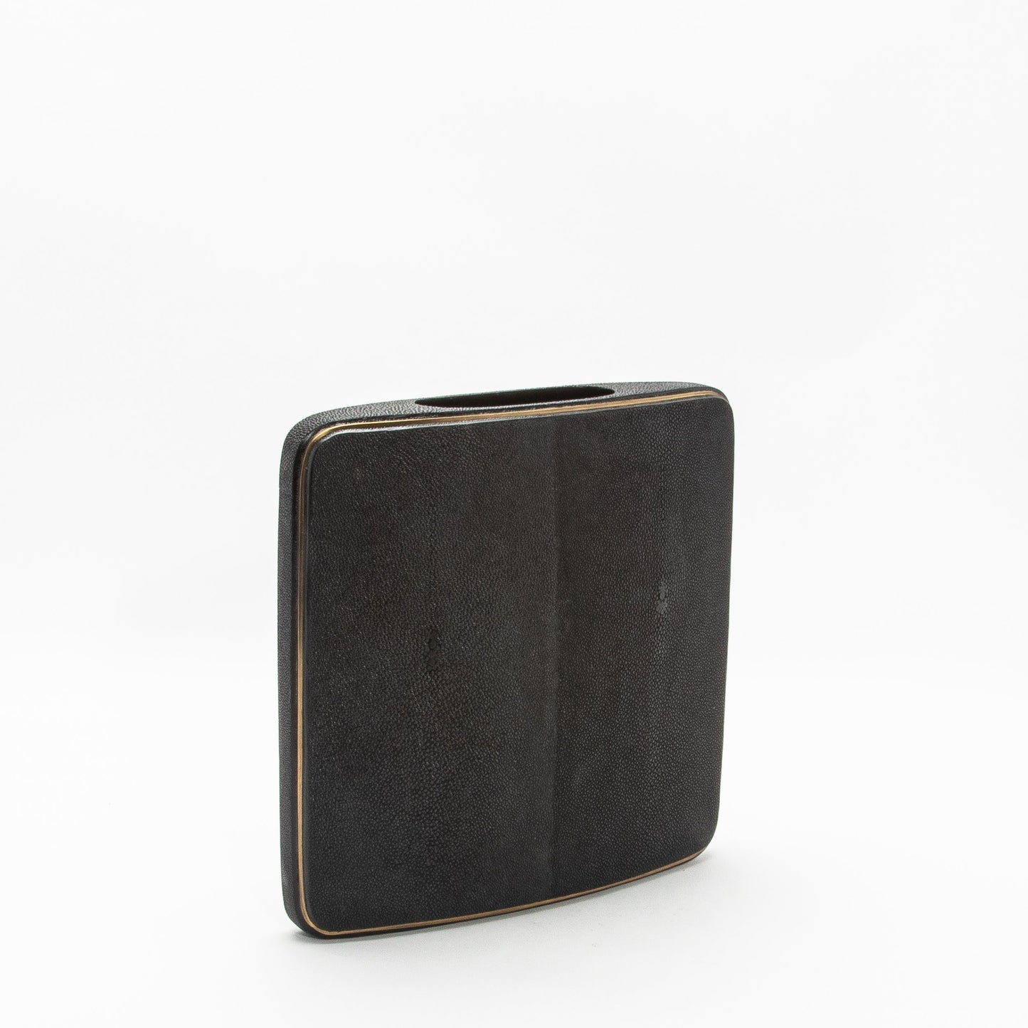 Vase in Black Shagreen with Brass by R&Y Augousti
