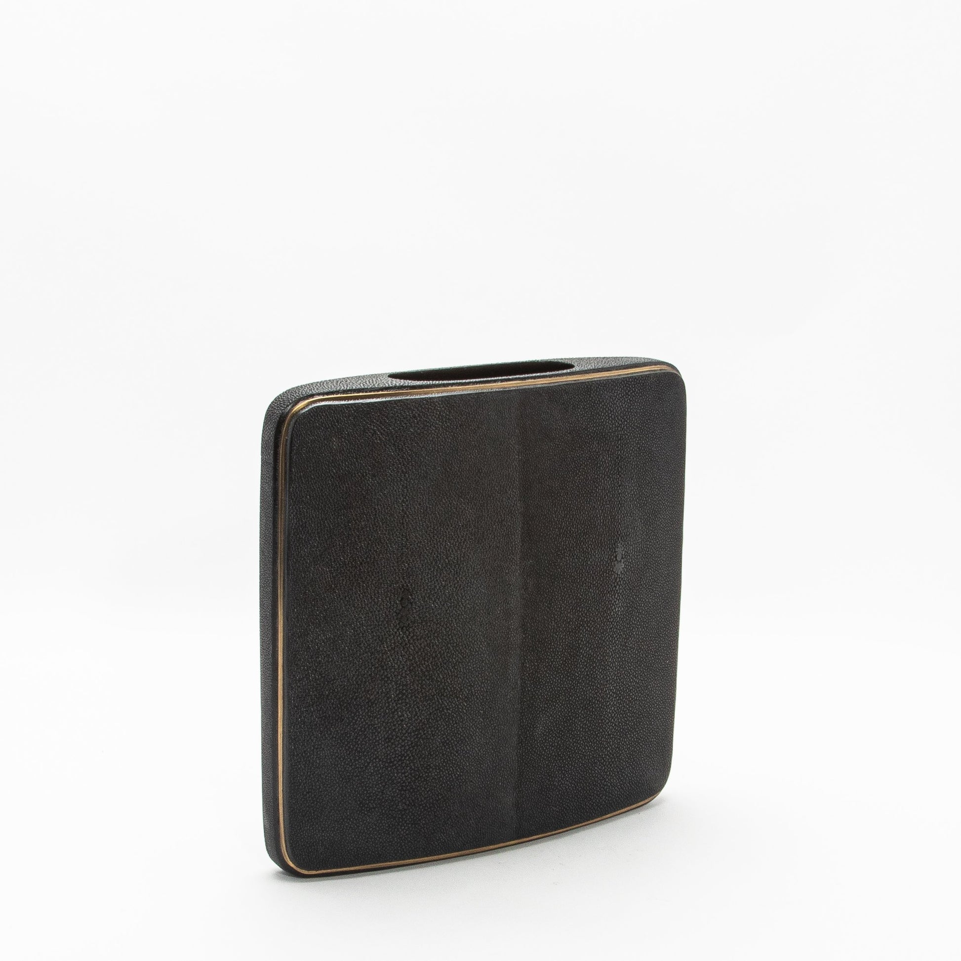 Vase in Black Shagreen with Brass by R&Y Augousti