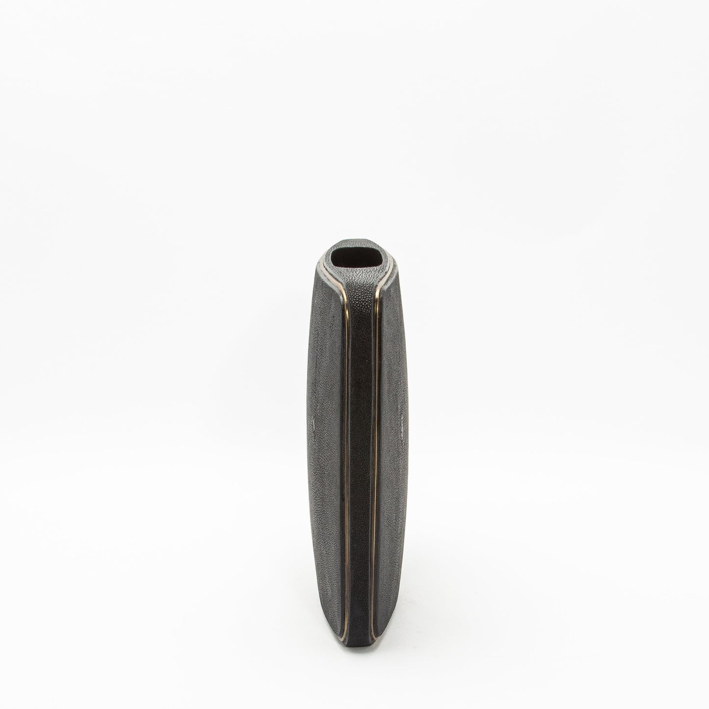 Vase in Black Shagreen with Brass by R&Y Augousti