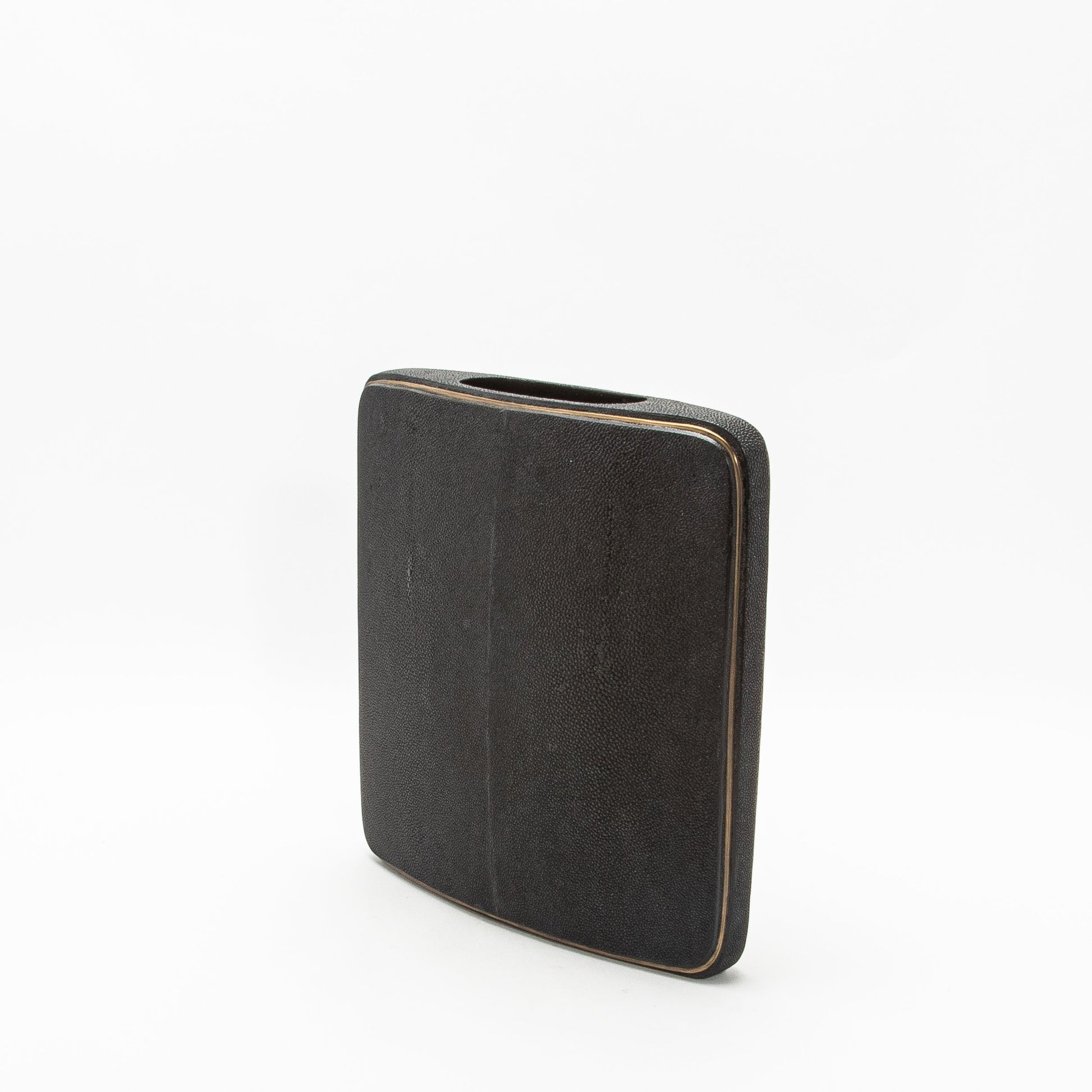 Vase in Black Shagreen with Brass by R&Y Augousti