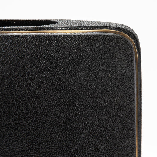 Vase in Black Shagreen with Brass by R&Y Augousti