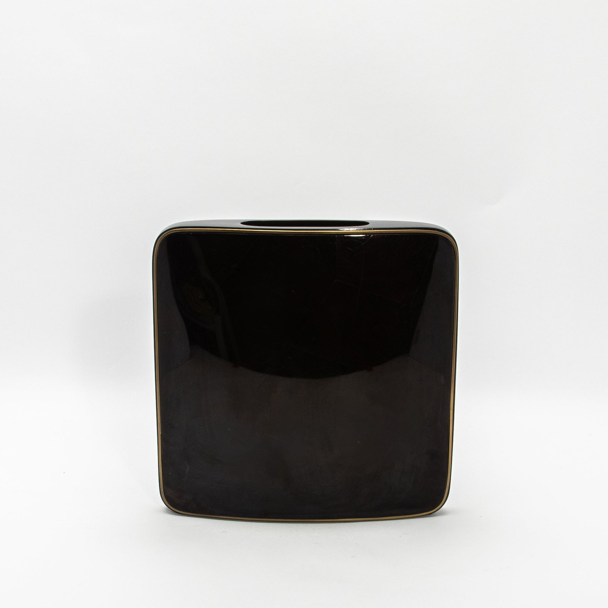 Vase in Black Shell with Brass by R&Y Augousti