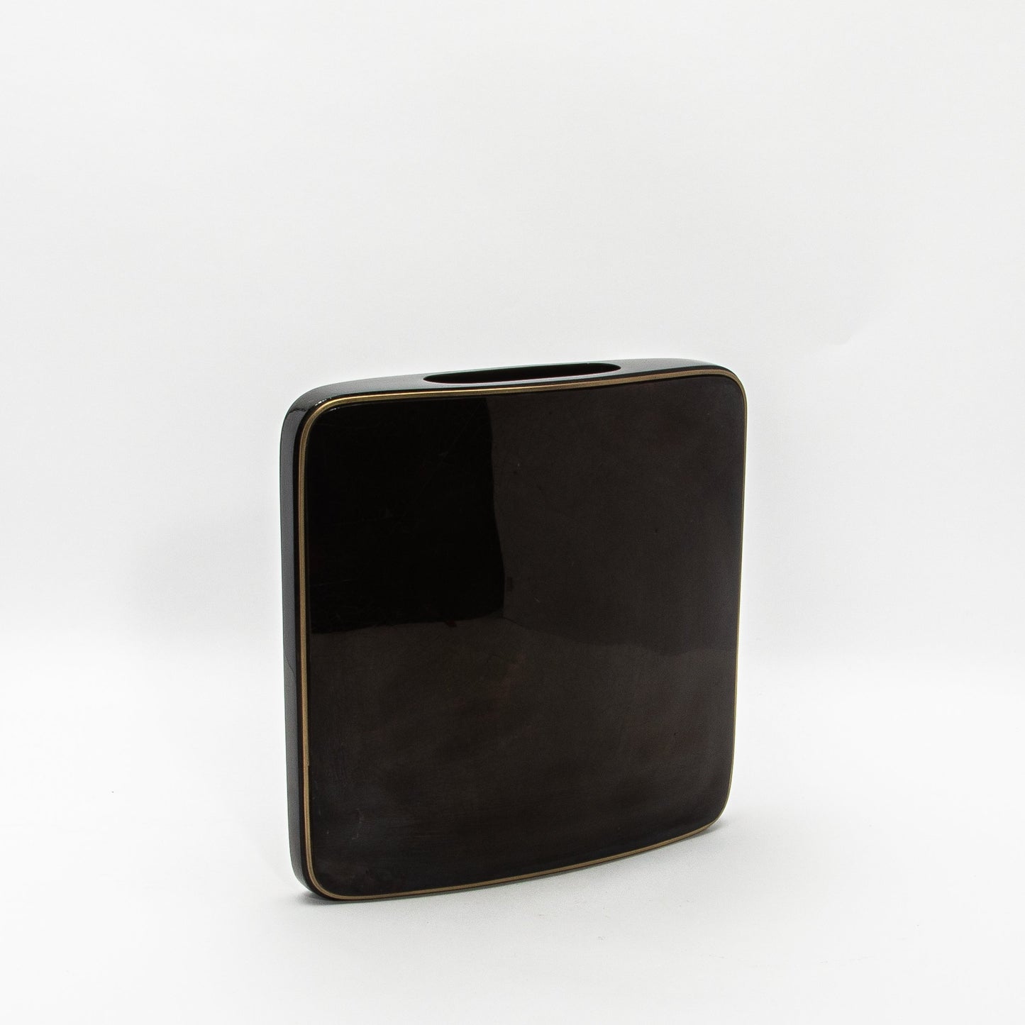 Vase in Black Shell with Brass by R&Y Augousti