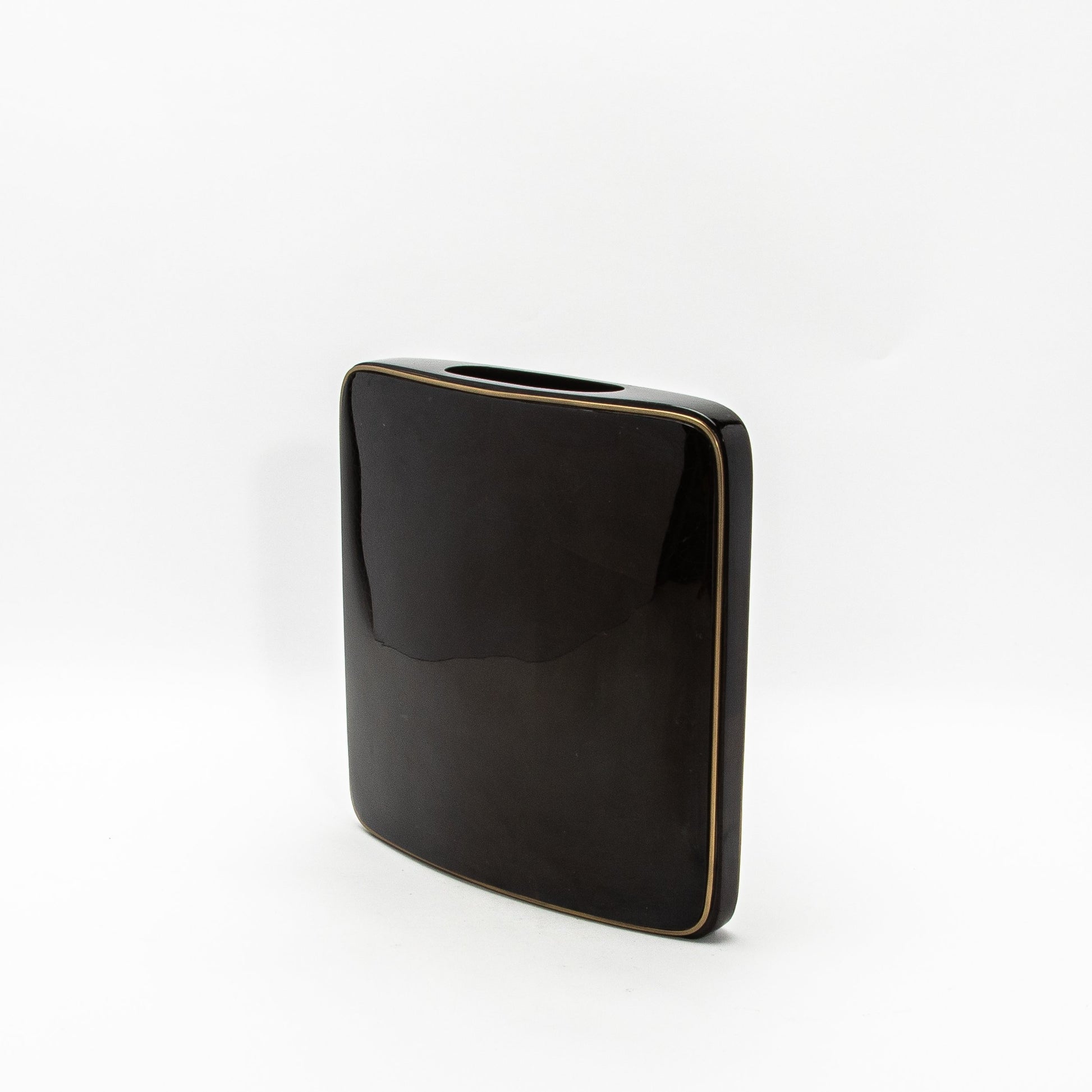 Vase in Black Shell with Brass by R&Y Augousti