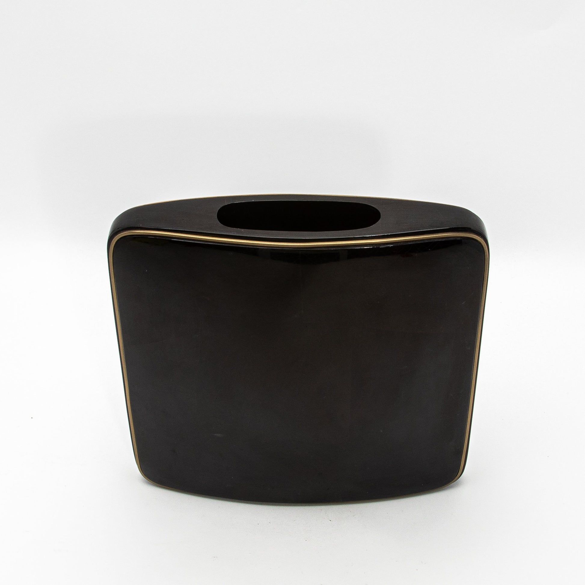 Vase in Black Shell with Brass by R&Y Augousti