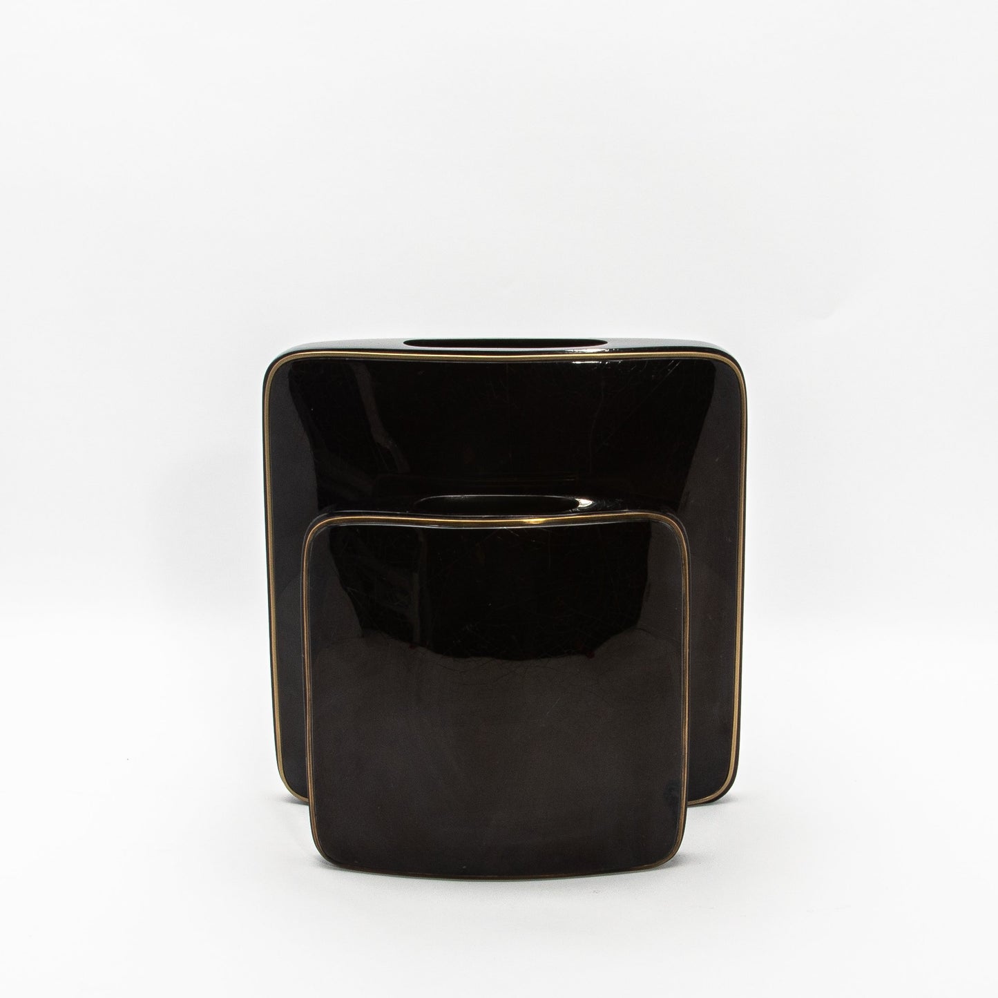 Vase in Black Shell with Brass by R&Y Augousti